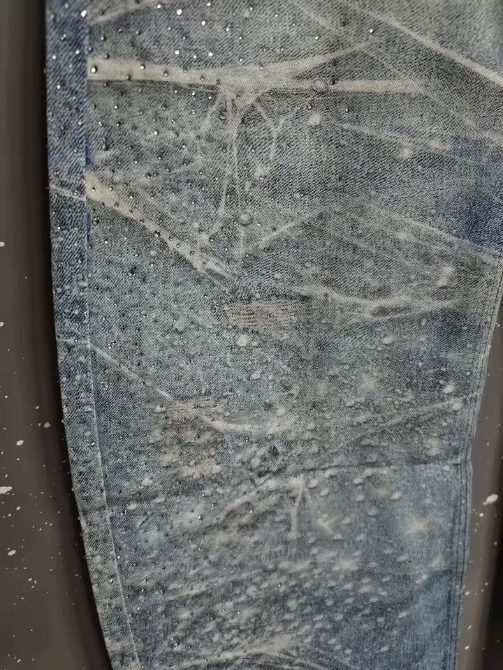 Jean Streetwear Baggy Rhinestone Loose Pants Jeans Size US 32 / EU 48 - 3 Thumbnail
