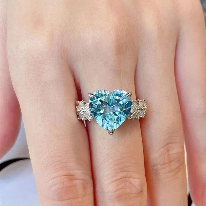 Jewelry Creative Sparkling Blue Handmade Ring Size ONE SIZE - 1 Thumbnail
