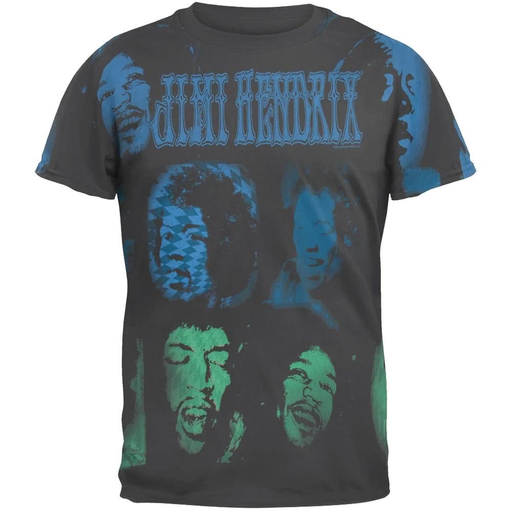 Designer Vintage Jimi Hendrix T-shirt - AOP Spraypaint Hendrix Faces Size US M / EU 48-50 / 2 - 2 Thumbnail