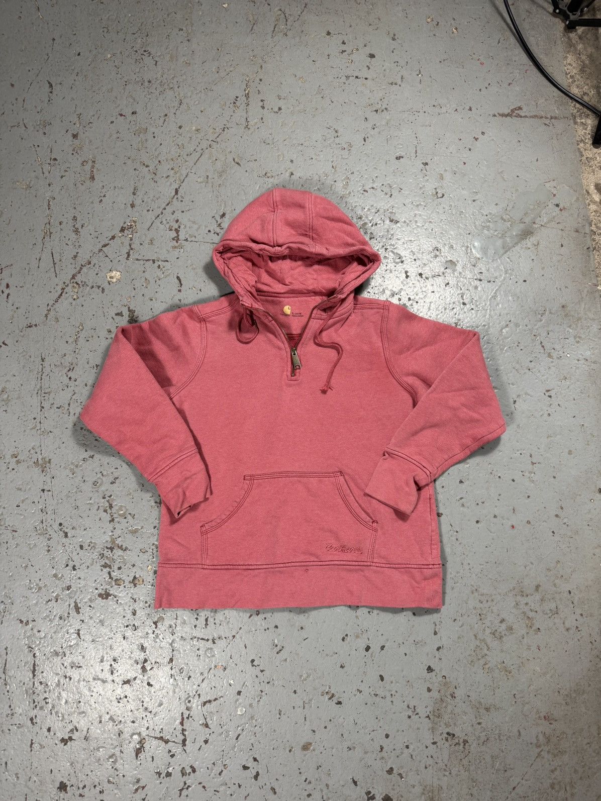 Carhartt Vintage Carhartt Cropped Boxy Faded Quarterzip Hoodie Size US L / EU 52-54 / 3 - 1 Thumbnail