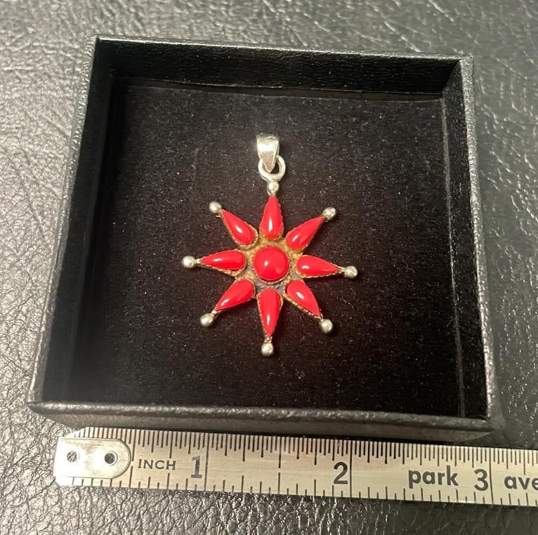 Designer Floral Red Pendant .925 Size ONE SIZE - 2 Thumbnail