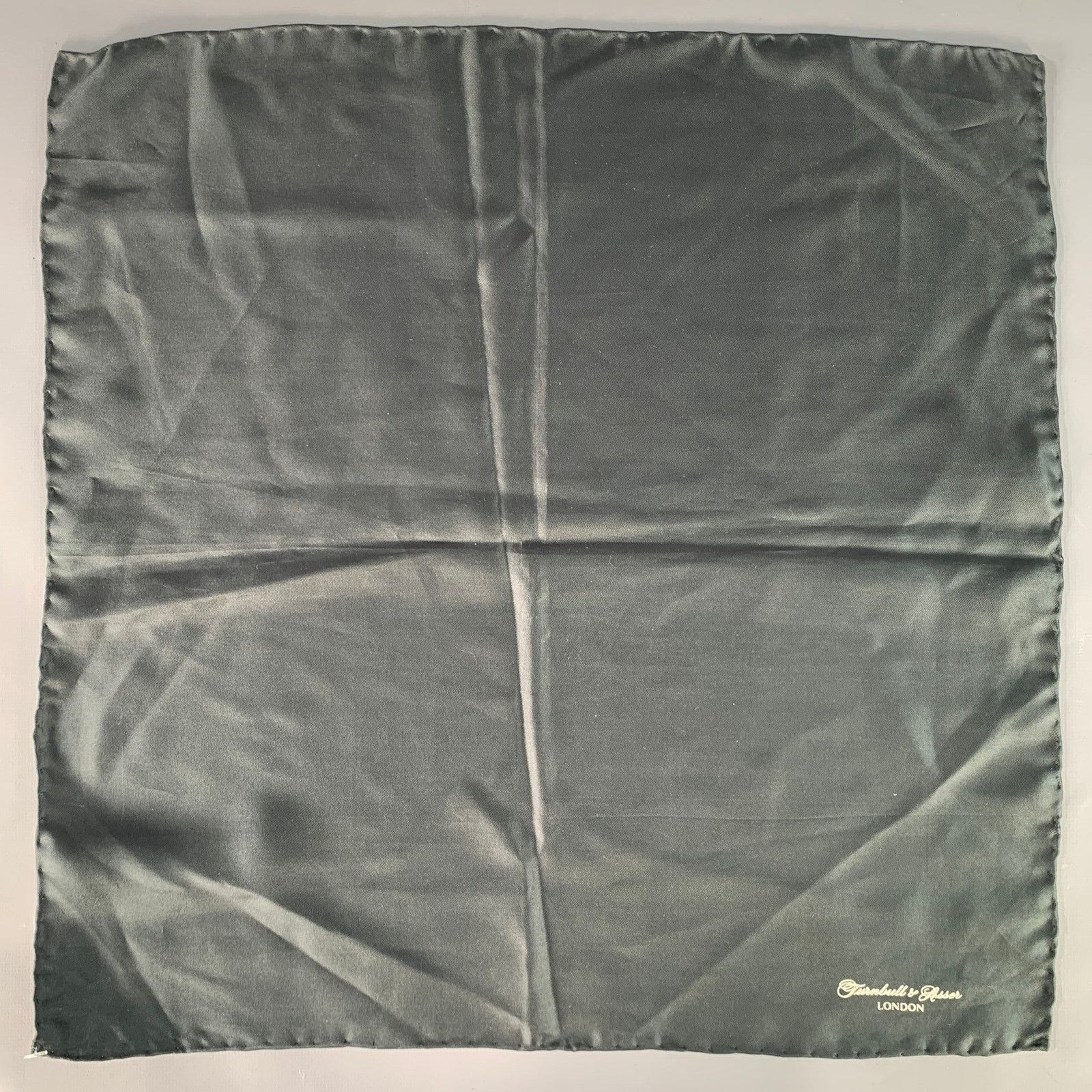 Turnbull & Asser TURNBULL & ASSER Black Cream Signature Silk Pocket Square Size ONE SIZE - 1 Thumbnail