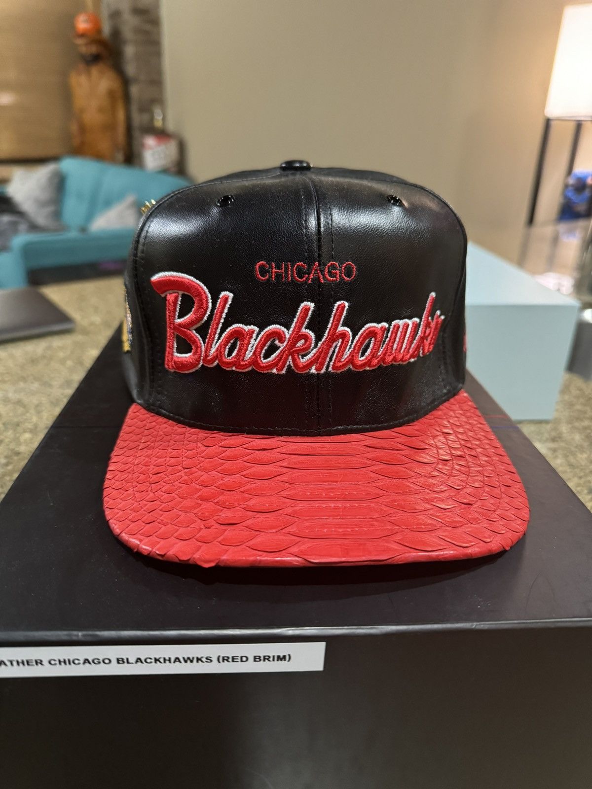 Just Don Chicago Blackhawks Leather and Python Hat