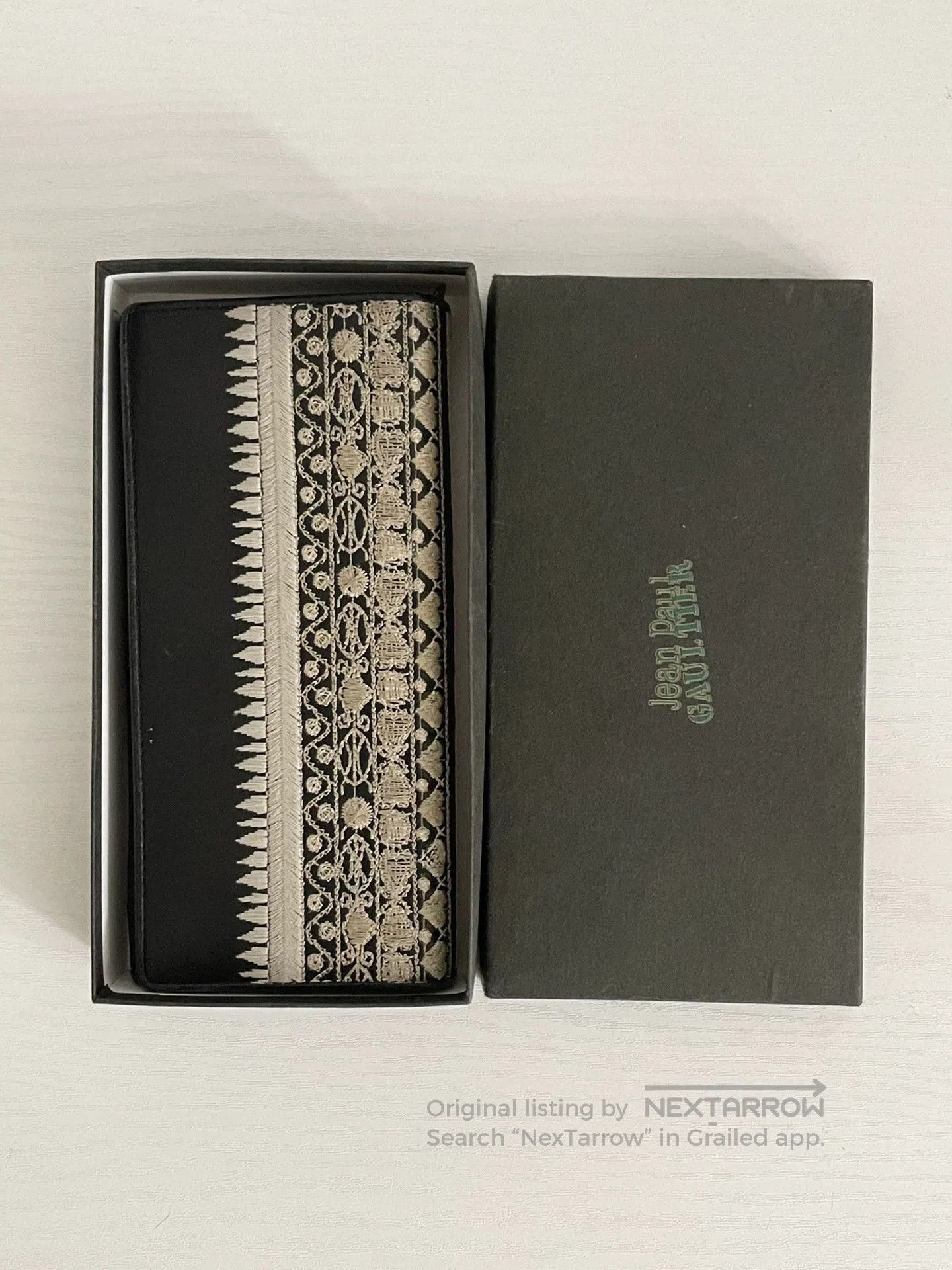 Jean Paul Gaultier Black Wallet with Embroidered Decorative Trim. Size ONE SIZE - 1 Thumbnail