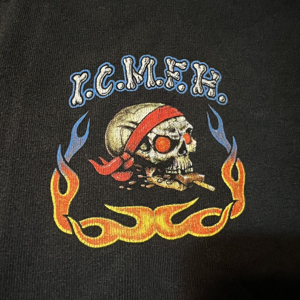 Harley Davidson 90s Biker Flame Long Sleeve Henley Ice cream man from hell Size US XXL / EU 58 / 5 - 2 Thumbnail