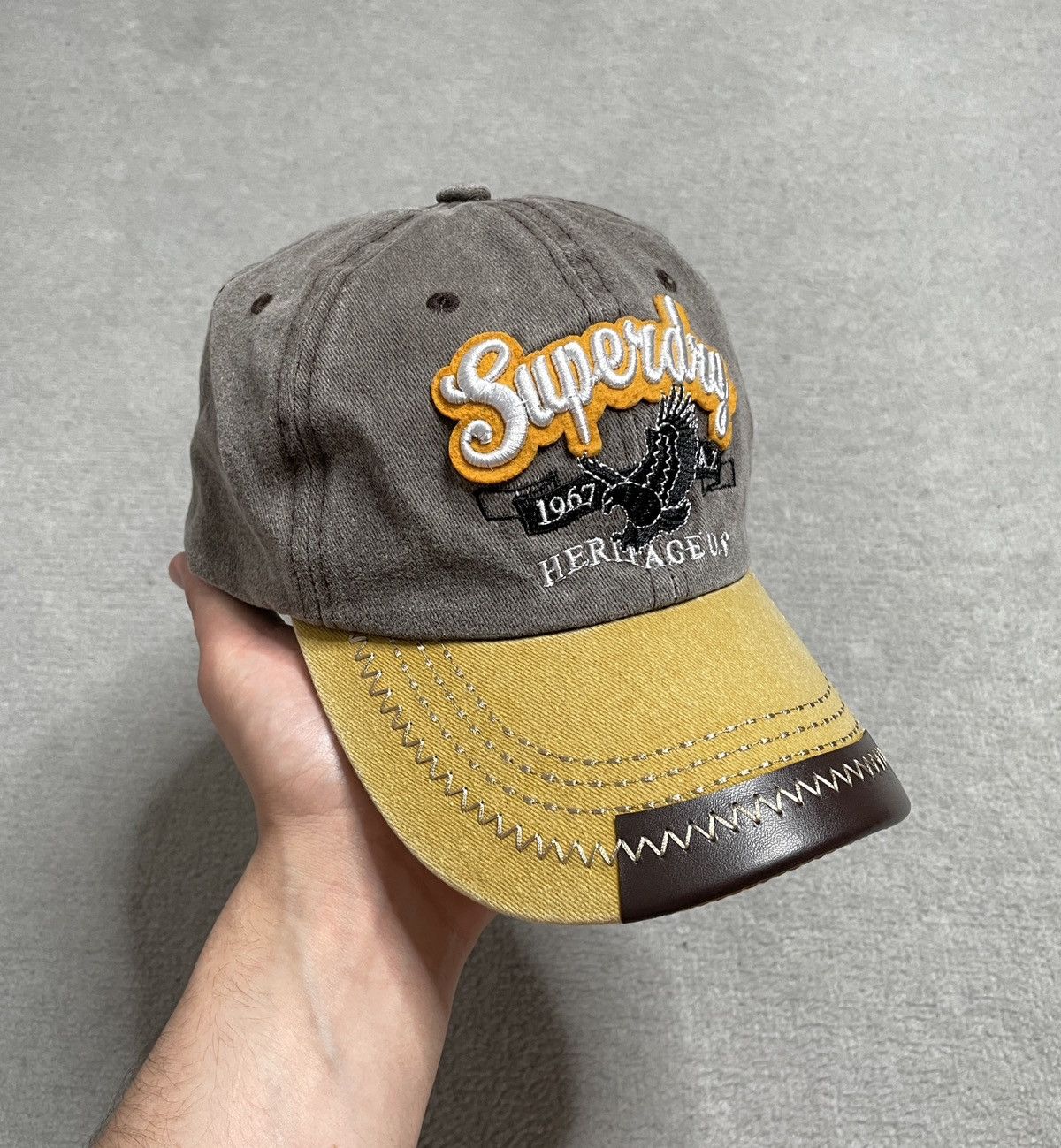 Vintage Vintage Washed Brown Cap Hat Big Print Eagle Drip Swag Drain Size ONE SIZE - 1 Thumbnail