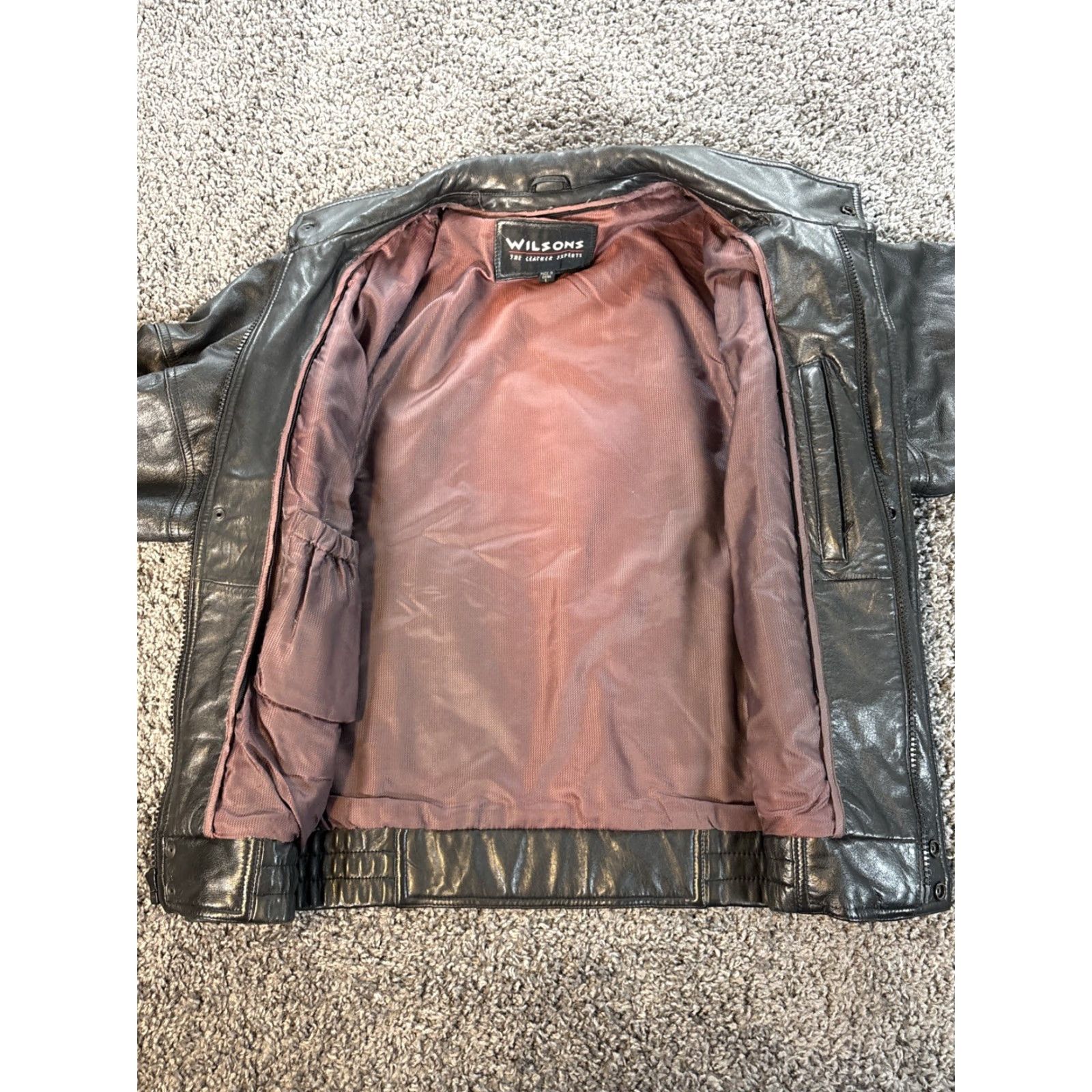 Vintage VINTAGE Wilsons Leather Bomber Jacket Mens L Black Thinsulate Thermal Lined Biker Size US L / EU 52-54 / 3 - 4 Thumbnail