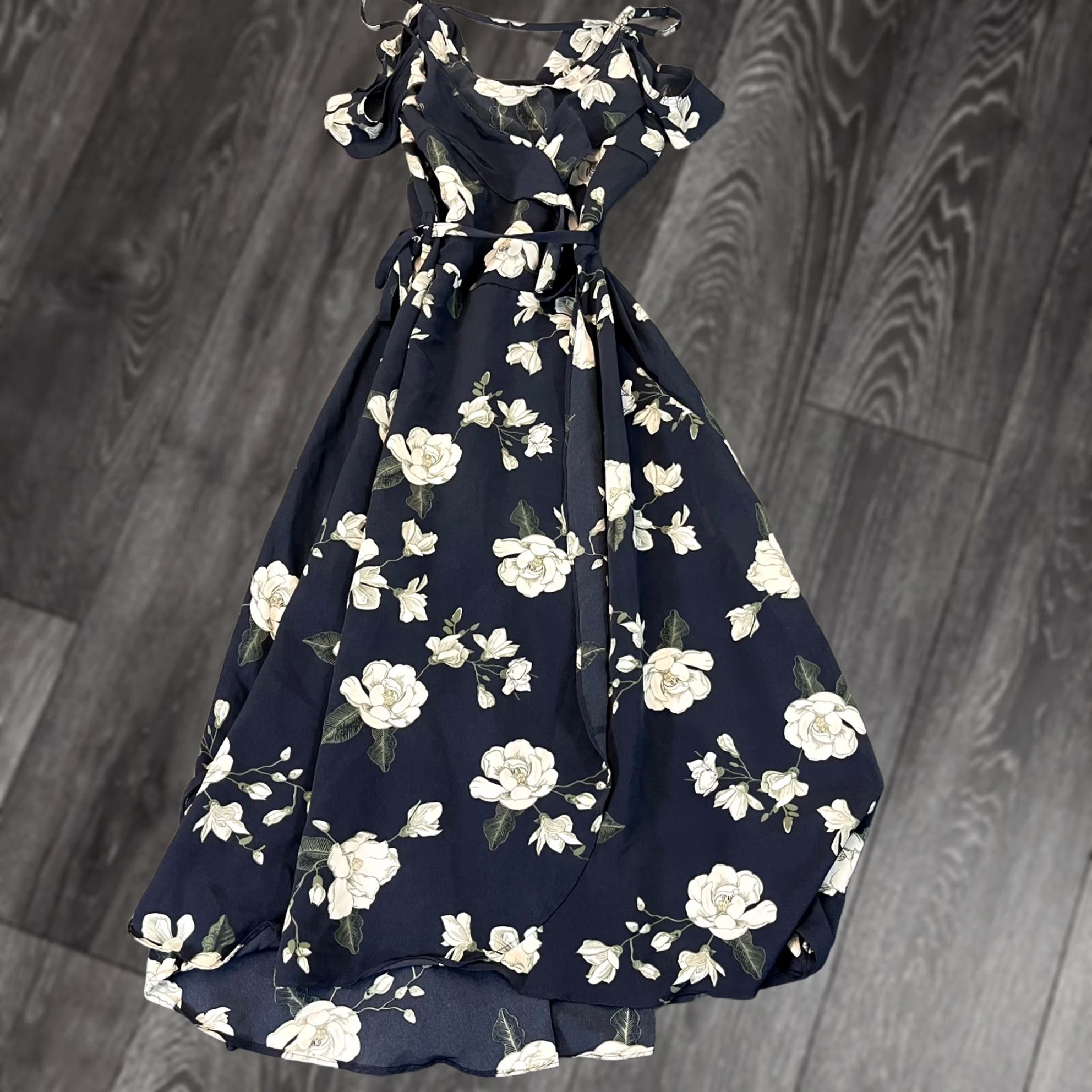 house of cb strapless dress Lady Midi Black Sandy Floral Pleated Maxi Summer-2026 Color:Navy* have addition to your