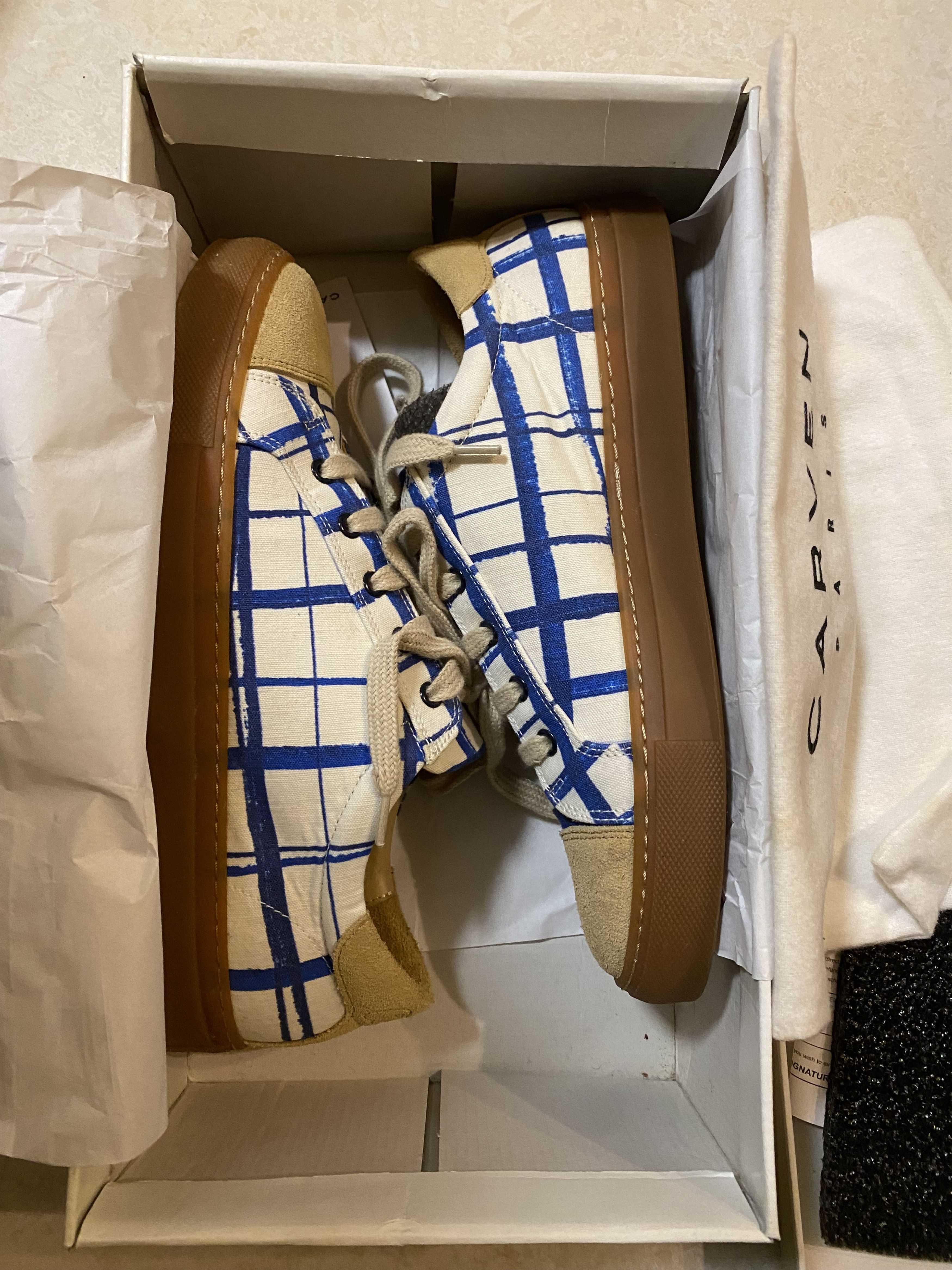 Carven Carven Men Blue White Check Sneakers UK6 Size US 7 / EU 40 - 1 Thumbnail