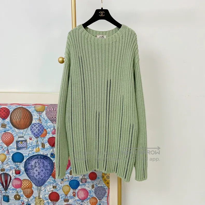 Hermes Hermes Green Knit Sweater Size US XL / EU 56 / 4 - 2 Thumbnail