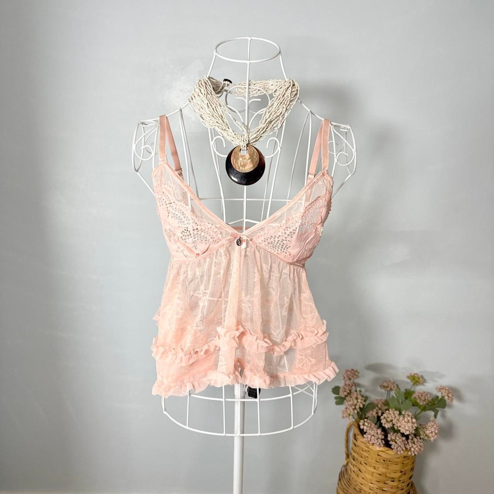 Other Gorgeous baby pink lace vintage y2k ruffle babydoll slip top Size S / US 4 / IT 40 - 1 Thumbnail