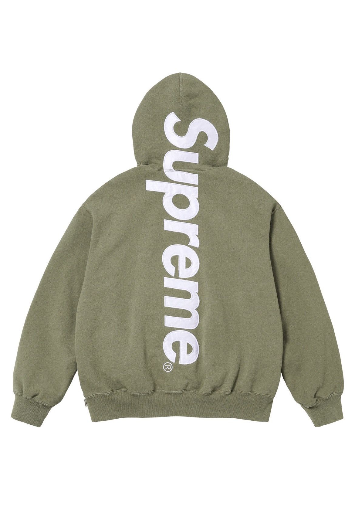 image of Supreme Satin Appliqué Hooded Sweatshirt in Olive, Men's (Size XL)