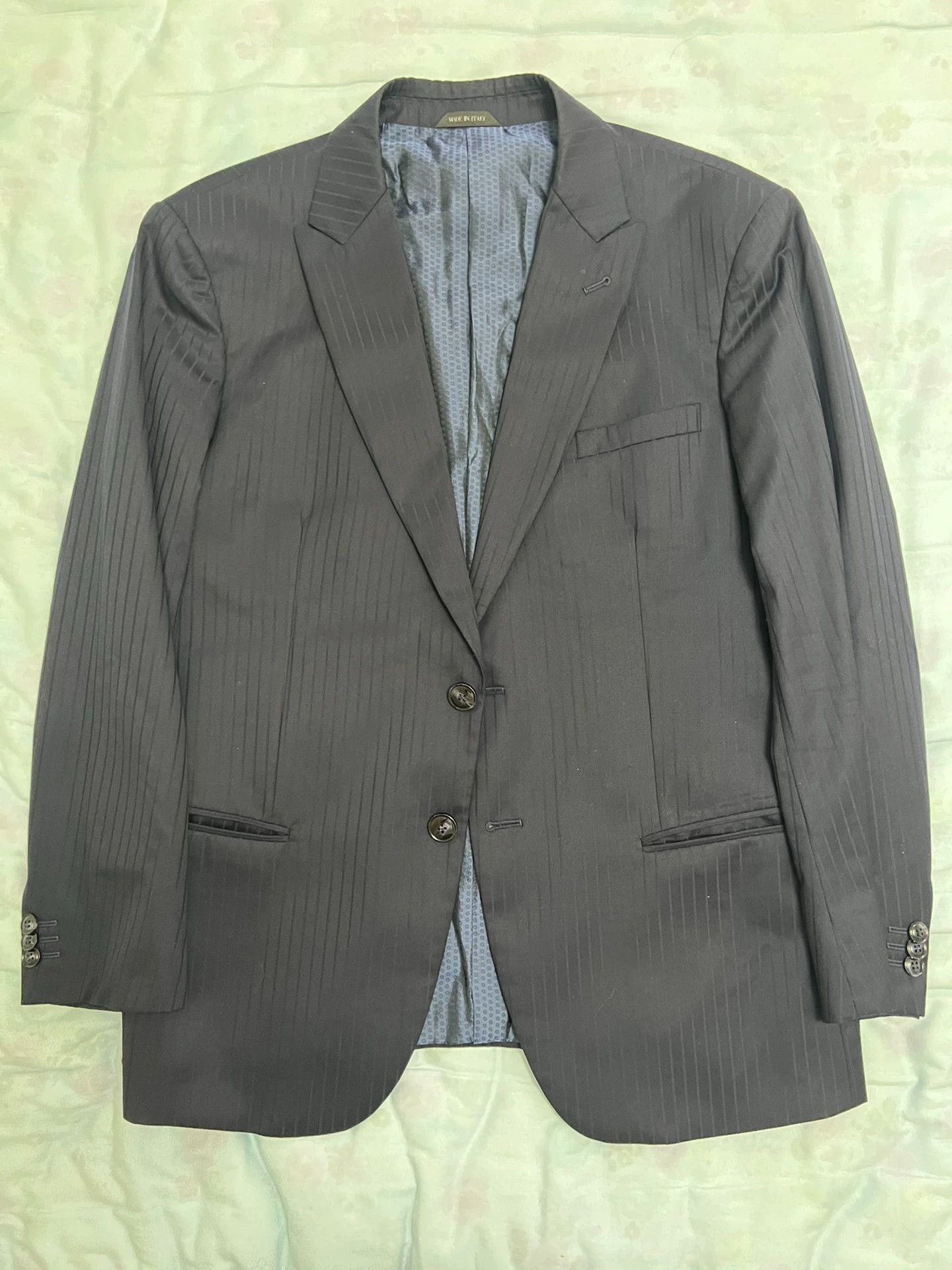 Armani Armani Custom Wool Suit Navy Stripe 54 (95New) Size 54R - 1 Thumbnail