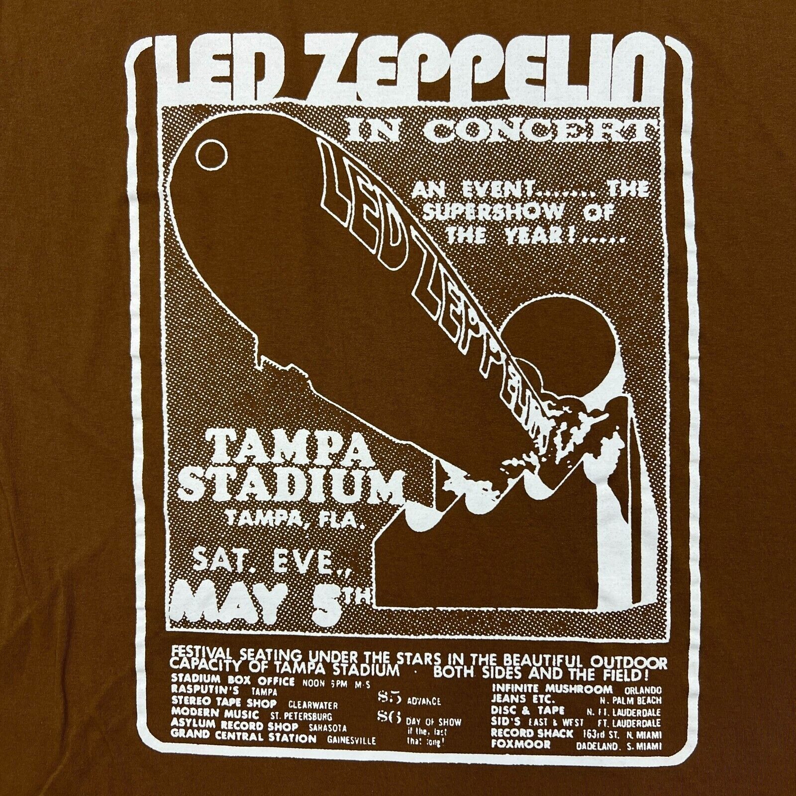 Band Tees × Led Zeppelin × Vintage 2023 Led Zeppelin T Shirt XL In Concert Tampa Rock Band Tee Size US XL / EU 56 / 4 - 2 Thumbnail