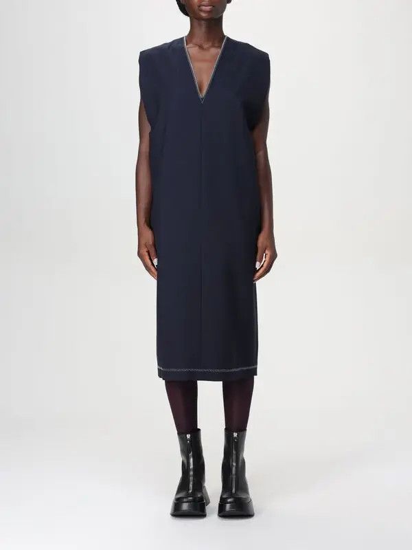 Marni o1w1db11125 Sleeveless V-Neck Dress in Blue Size S / US 4 / IT 40 - 1 Thumbnail