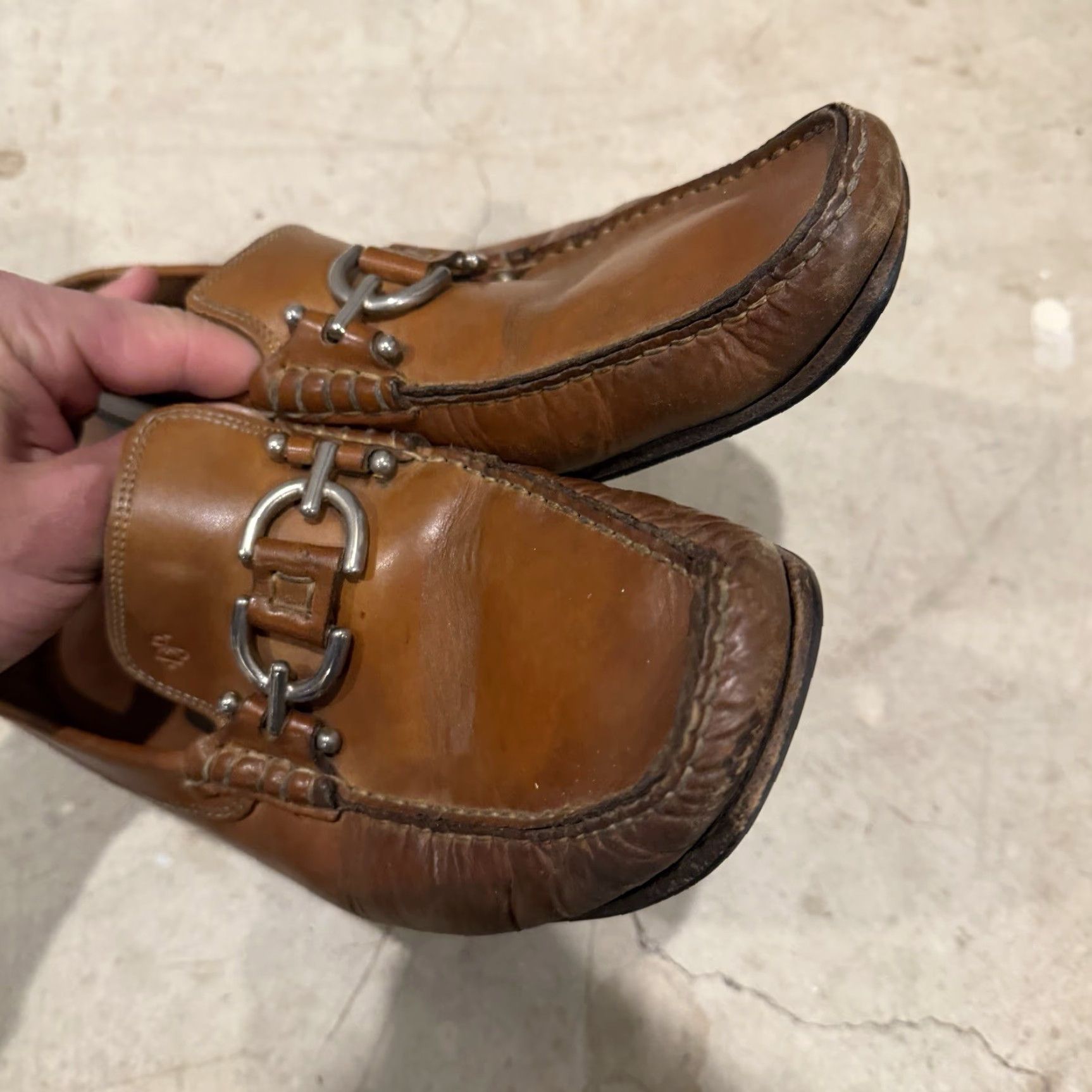 Donald Pliner DONALD PLINER Dustee Brown Leather Loafers Mens 9.5 M Italy Dress/Casual Slip On Suede Leather Cushioned Size US 9 / EU 42 - 4 Thumbnail