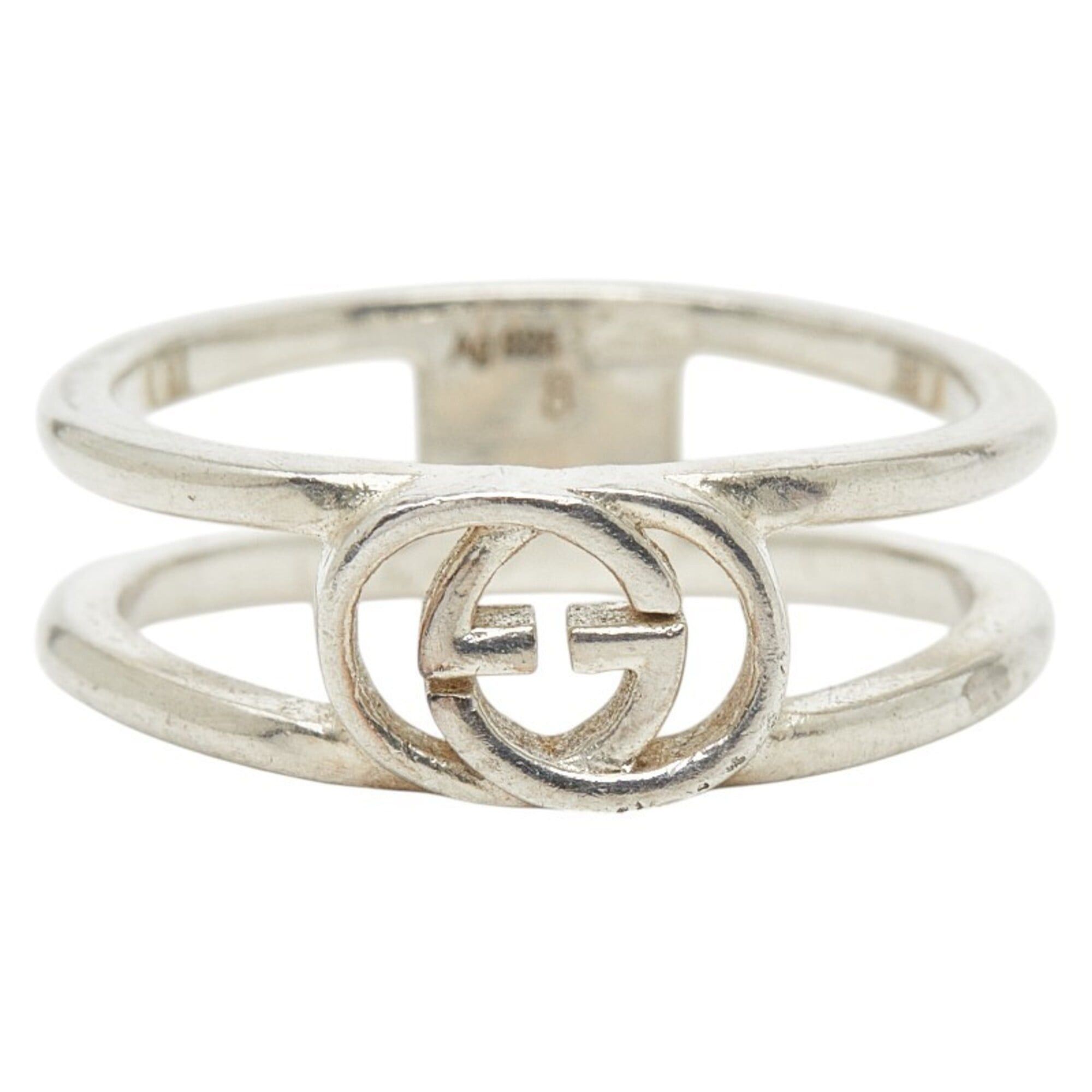 Gucci Gucci Interlocking G Wide Open Band Ring, Size #8, SV925 Silver, Women's. Size ONE SIZE - 1 Thumbnail