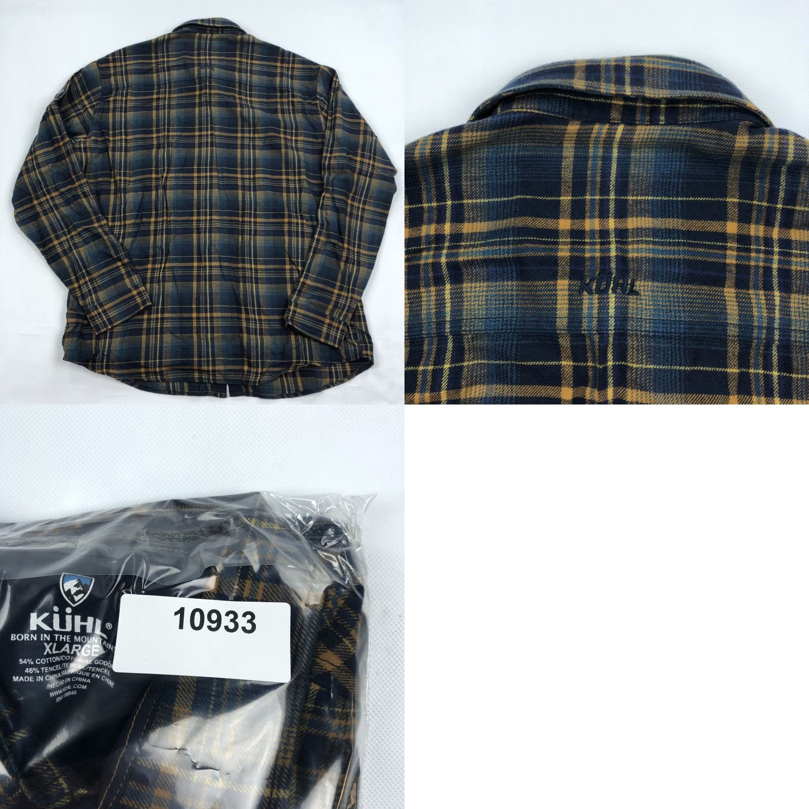 Vintage KUHL Plaid Flannel Button-Up Shirt Long Sleeve XL Men Cotton Blend Blue Gold Size US XL / EU 56 / 4 - 8 Thumbnail