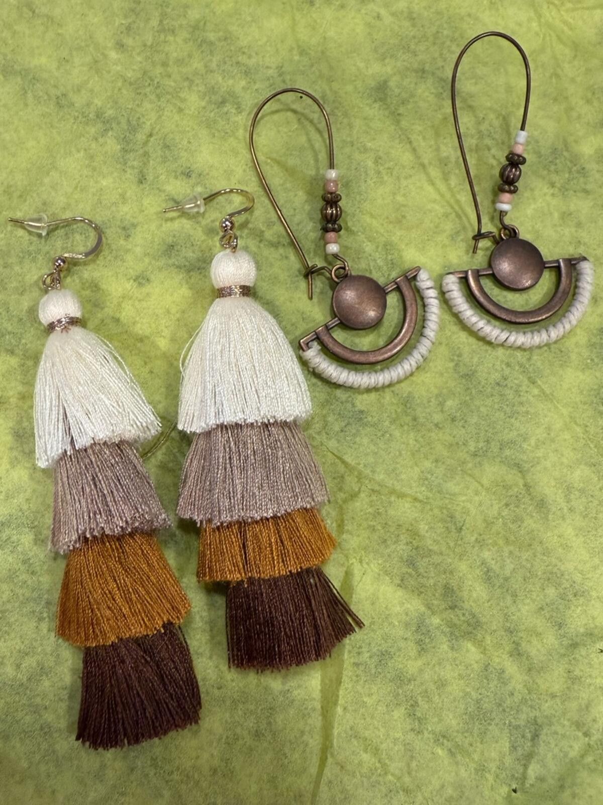 Other Neutral boho chic earring beaded and tasseled set of two Size ONE SIZE - 2 Thumbnail