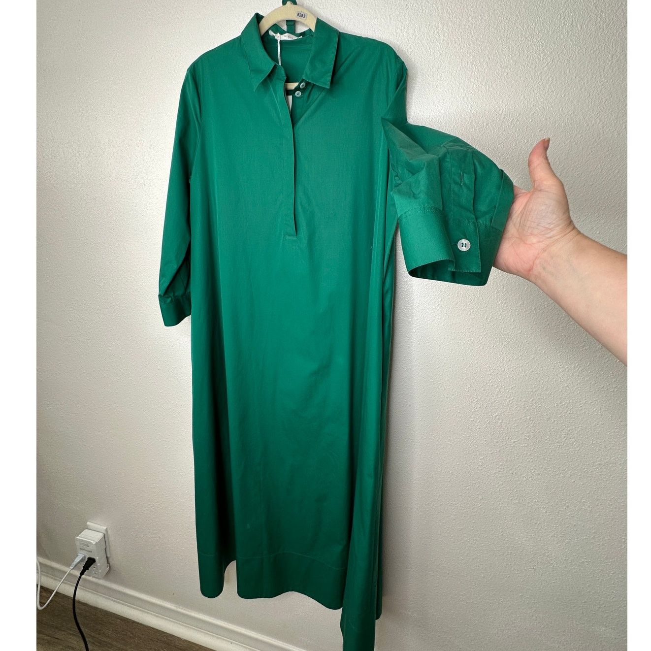 The Row NWT The Row Green Long Sleeve 3/4 Button Belted Shirtdress L Size L / US 10 / IT 46 - 5 Thumbnail