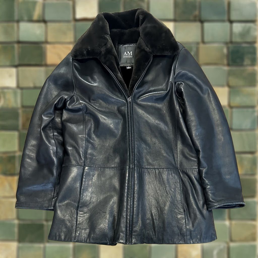 Vintage AM Studio Faux Leather Faux Fur Jacket Small Trench Zip Up Women’s Size S / US 4 / IT 40 - 1 Thumbnail