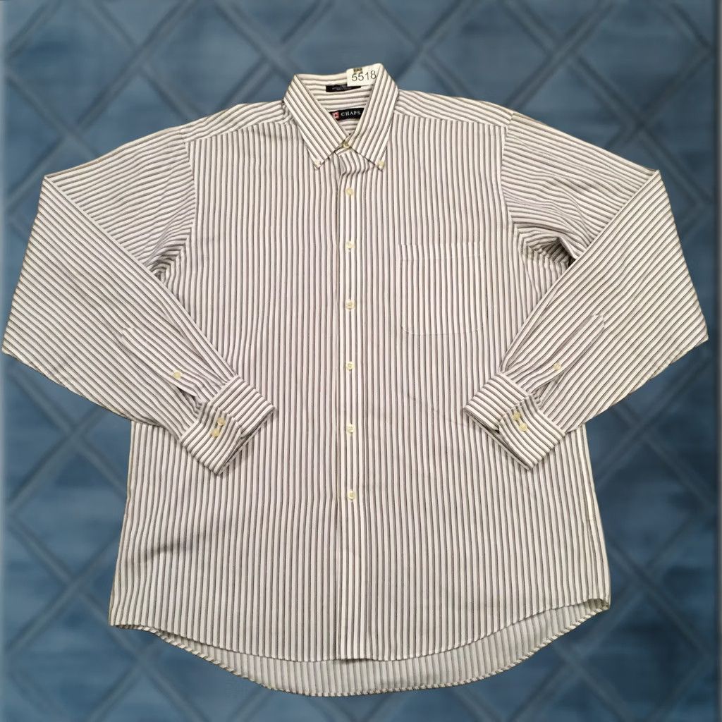 Chaps Chaps Shirt Mens Large Beige Striped Long Sleeve Button Up Twill Size US L / EU 52-54 / 3 - 1 Thumbnail