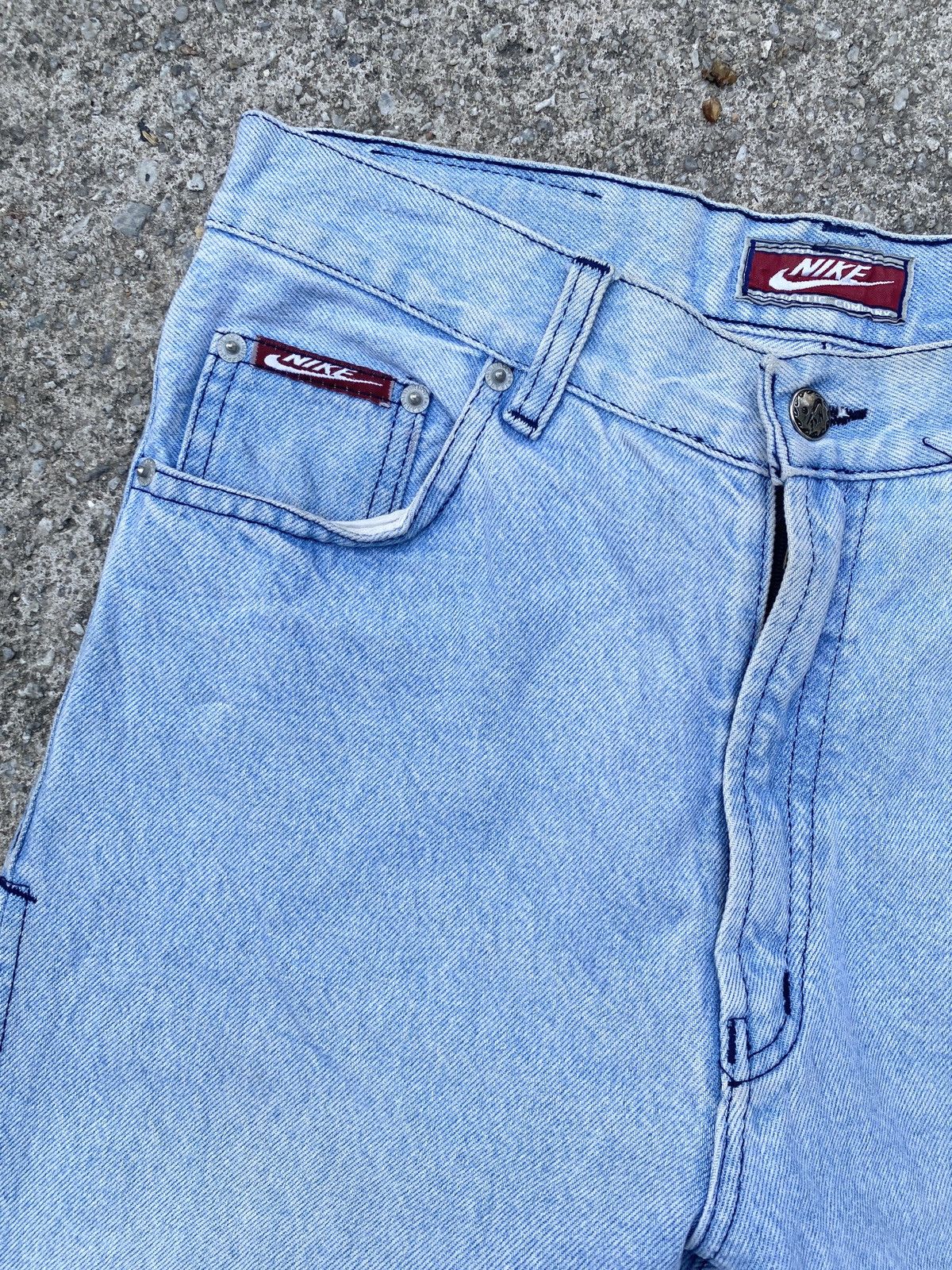 Nike × Vintage 1990s - Nike Light Wash Jeans Wear Size US 31 - 8 Thumbnail