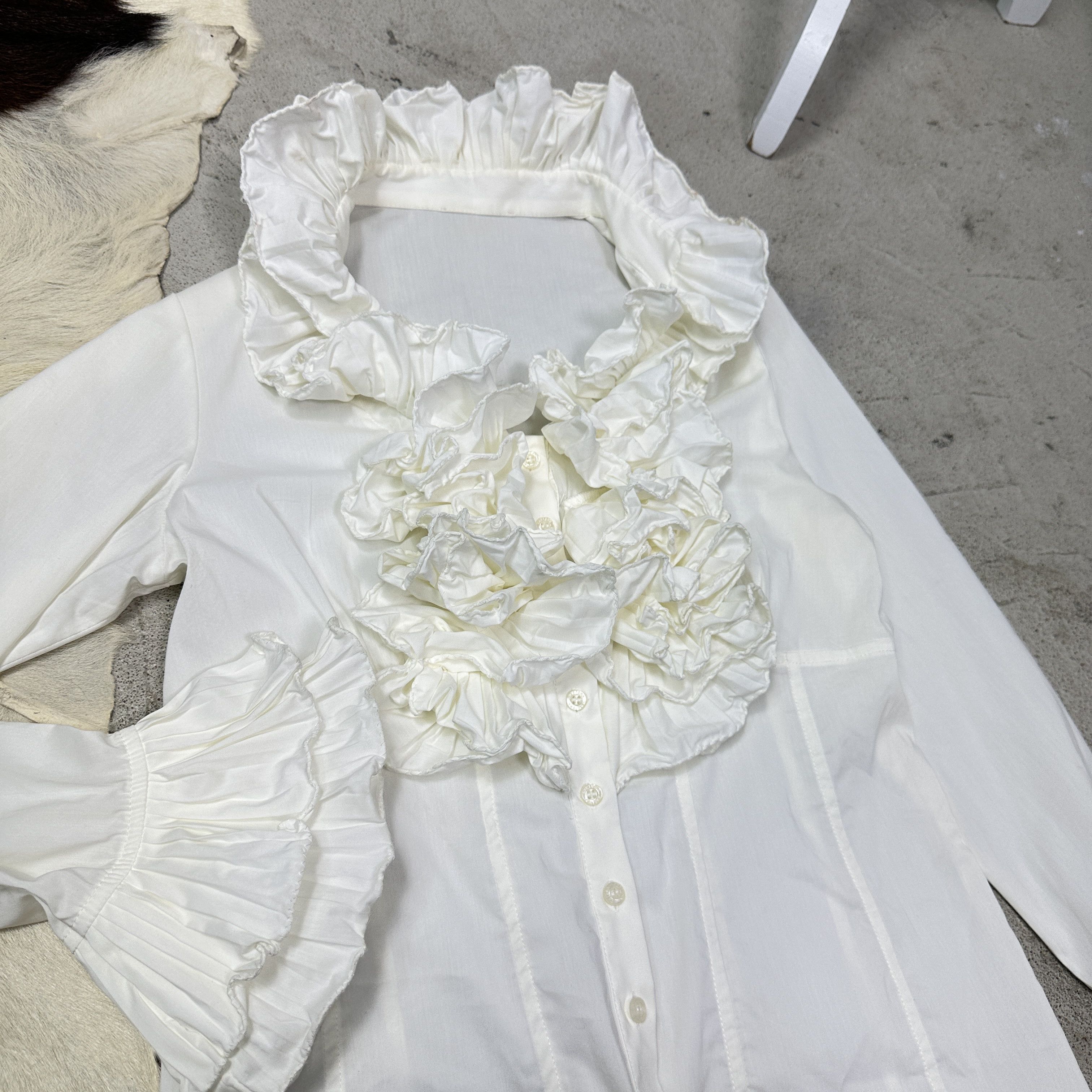 Vintage Vintage Avant Garde Opium Elegant Ruffled Shirt Y2K Size S / US 4 / IT 40 - 3 Thumbnail