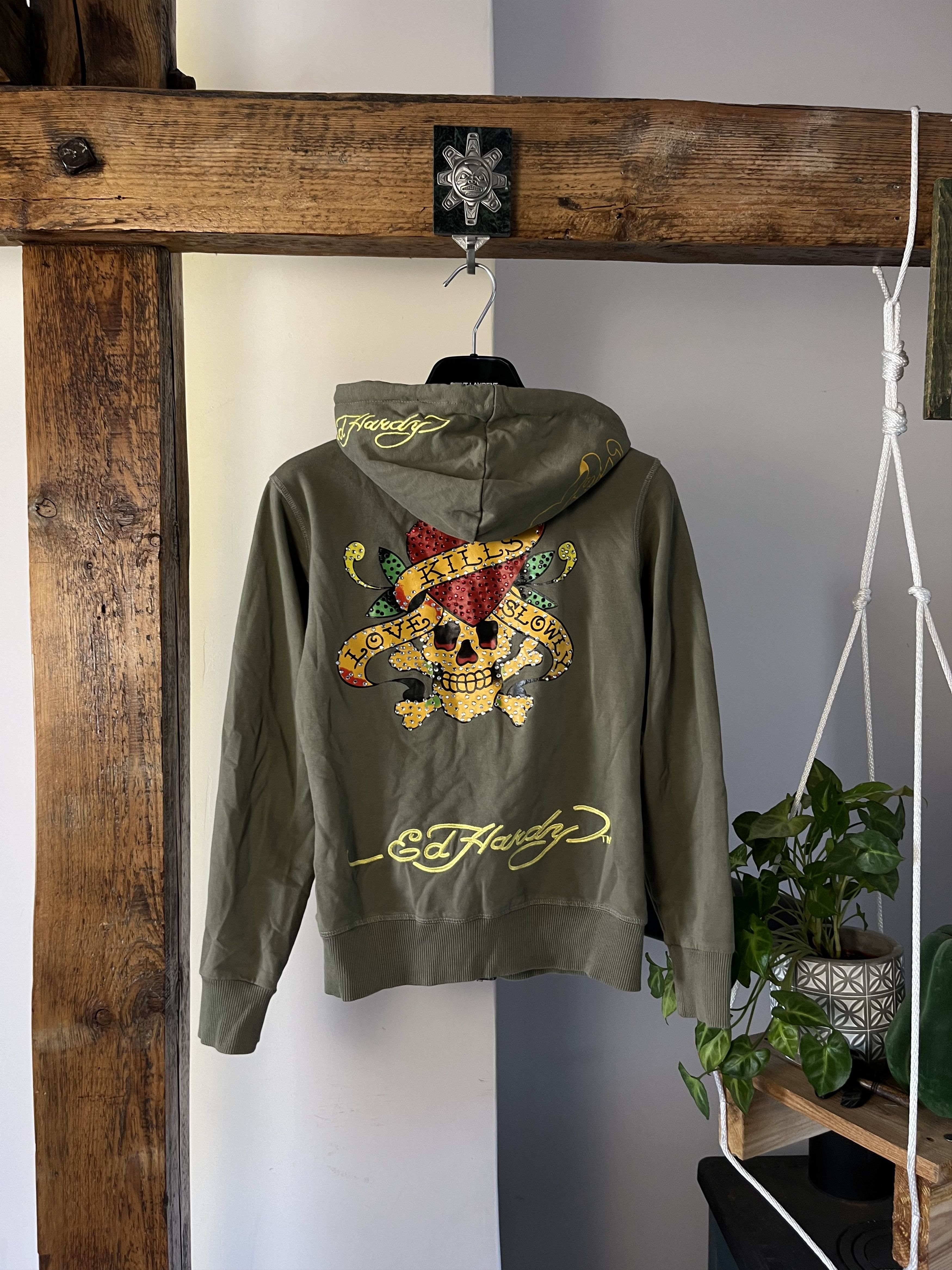Christian Audigier × Ed Hardy × Vintage Ed Hardy By Christian Audigier Skull Zip Hoodie Size M / US 6-8 / IT 42-44 - 2 Thumbnail