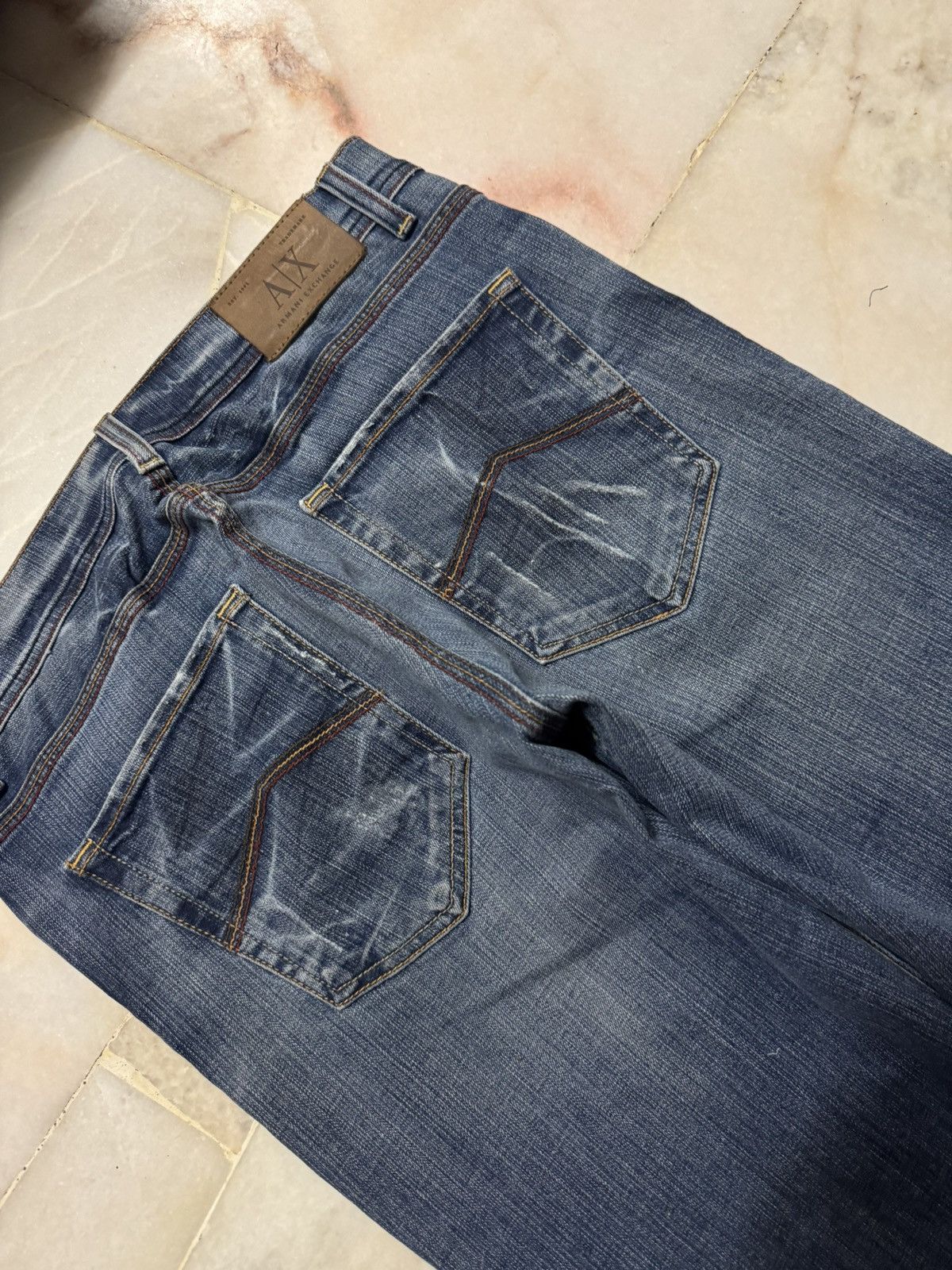Armani Exchange 💥FLARED💥90s ARMANI EXCHANGE CLAWMARK SICK JEANS DISTRESS Size US 30 / EU 46 - 15 Thumbnail