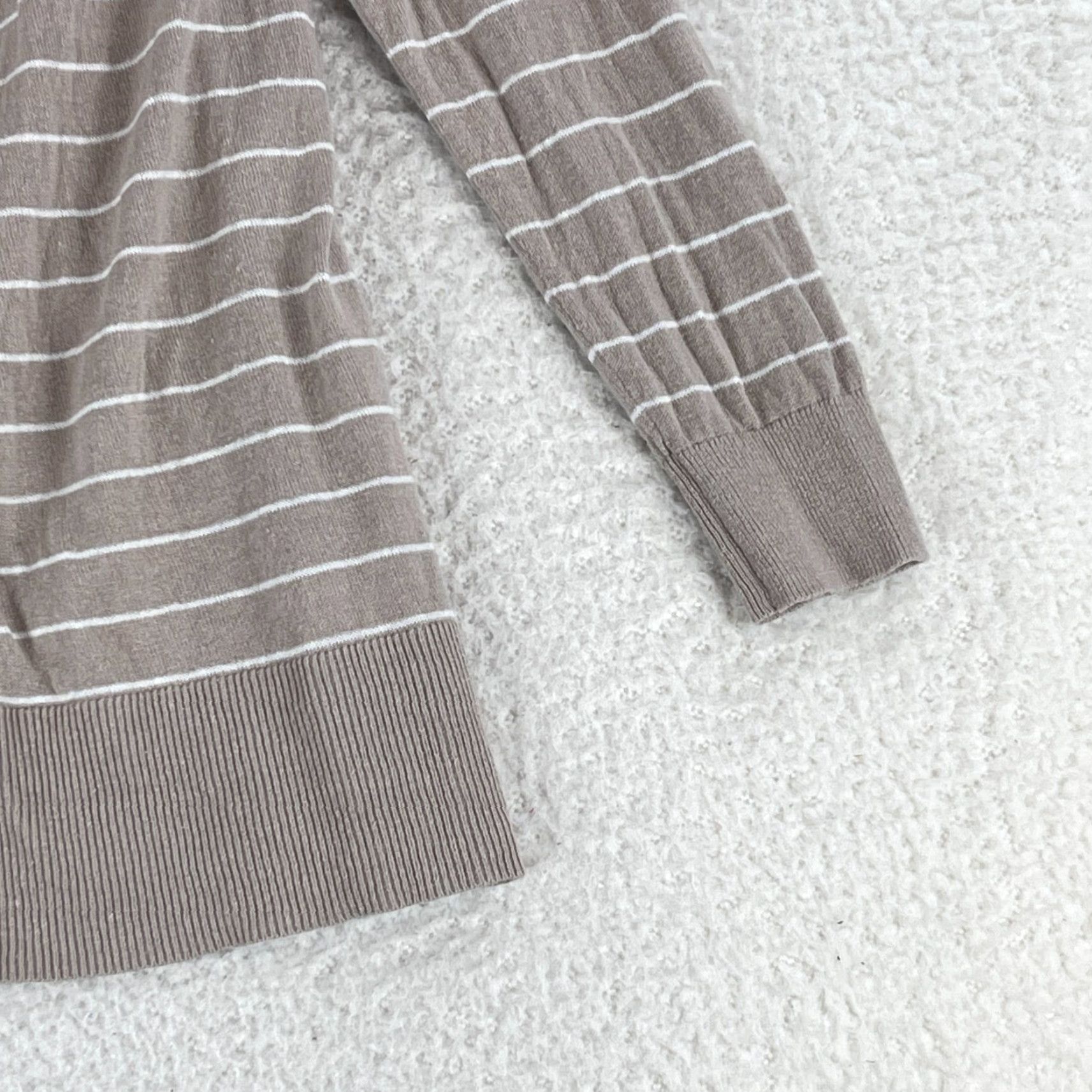 Cynthia Rowley Cynthia Rowley Cardigan Sweater Womens Medium Brown Striped Open Front Long Sleeve Knit Open Front Cardigan Size M / US 6-8 / IT 42-44 - 5 Thumbnail