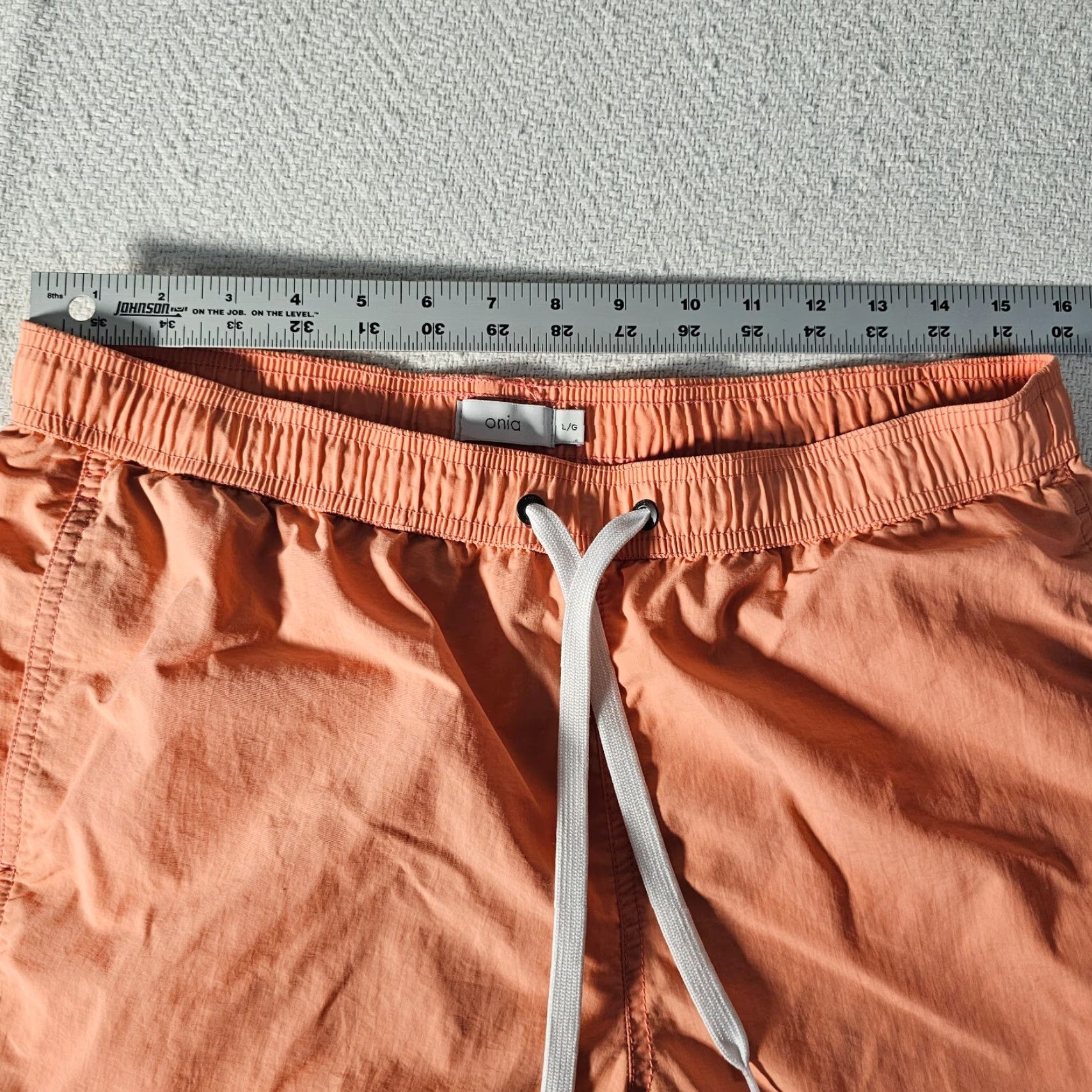 Onia Onia Board Shorts Men L Orange Nylon Solid Beach Casual Drawstring Elastic Waist Mens Size US 33 - 6 Thumbnail