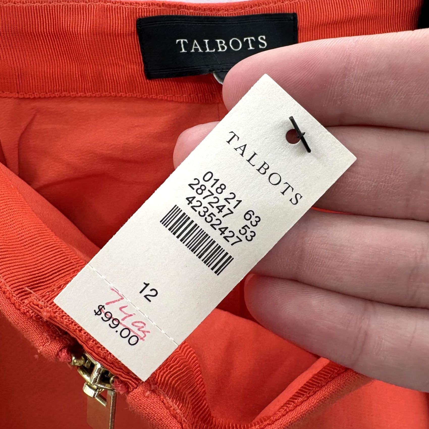 Talbots Talbots Skirt Womens 12 Orange Zip Front Pencil Lined Stretch Workwear Career Size 34" / US 12 / IT 48 - 4 Thumbnail