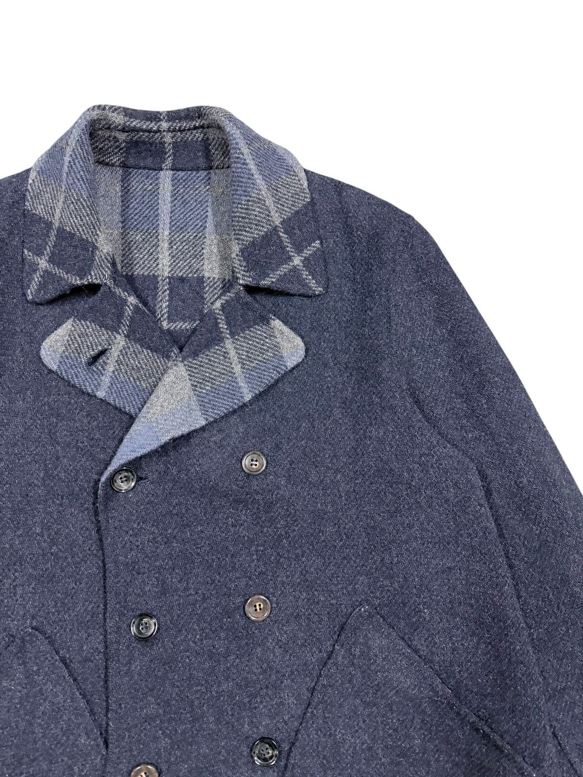 45rpm Vtg🔥45rpmStudio Mohair Indigo/Tartan Revesible Trench Jacket Size US L / EU 52-54 / 3 - 12 Thumbnail