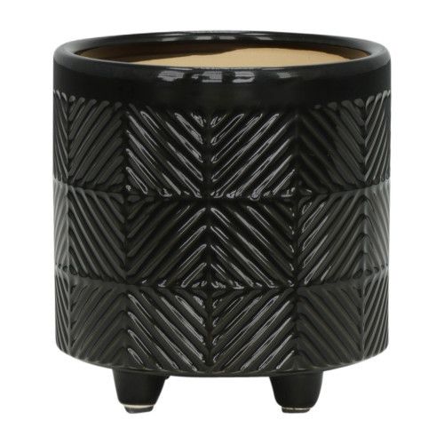 Designer × Homemade S/2 6/8" TEXTURED PLANTERS, SHINY BLACK Size US L / EU 52-54 / 3 - 2 Thumbnail