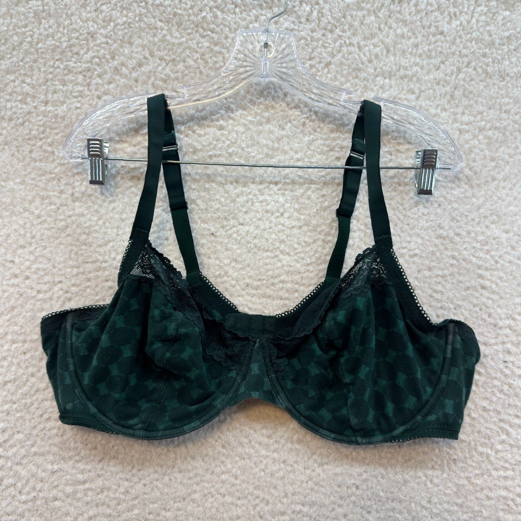 Vintage Savage X Fenty Balconette Bra 44DD Plus Size Emerald Green Unlined Underwire Green Women's Bra DD Balconette Size ONE SIZE - 2 Thumbnail
