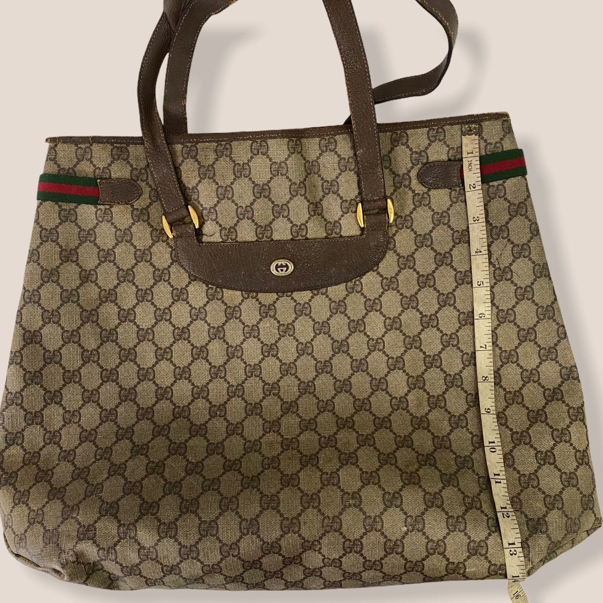 Gucci ‼️YES‼️ AUTHENTIC GUCCI WEB SHERRY LINE SHOPPING TOTE BAG Size ONE SIZE - 14 Thumbnail