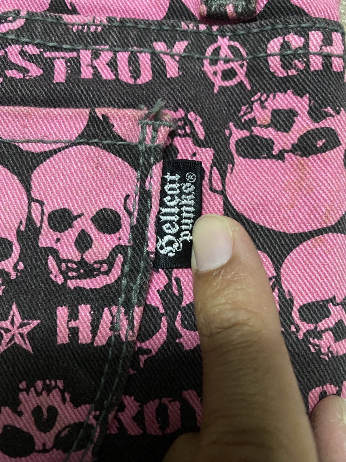 Japanese Brand Overprint Skull Design of Hell Cat Punks Original Jeans Size 28" / US 6 / IT 42 - 12 Thumbnail