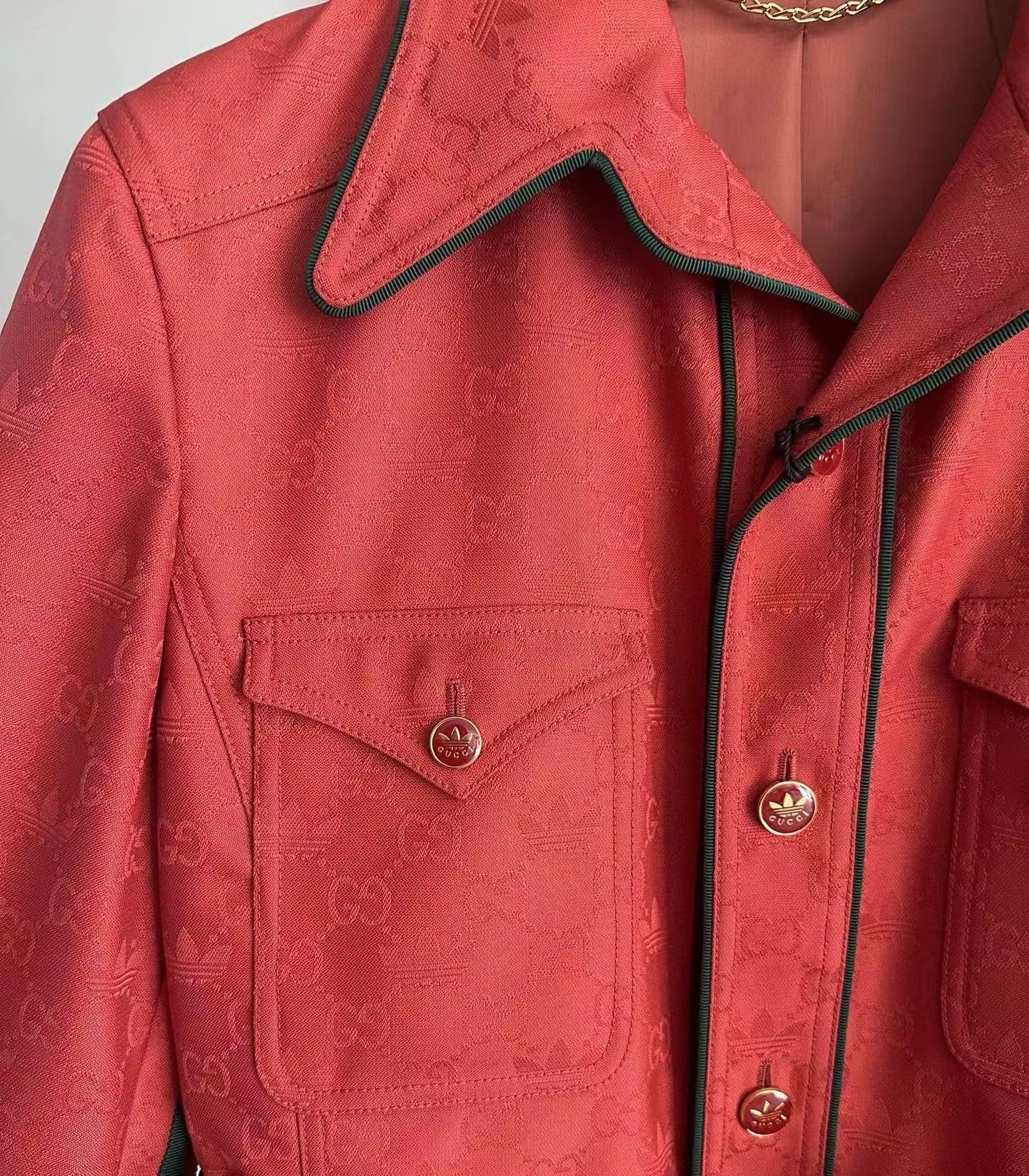 Gucci Gucci x Adidas Red Button-Up Jacket Size US L / EU 52-54 / 3 - 5 Thumbnail