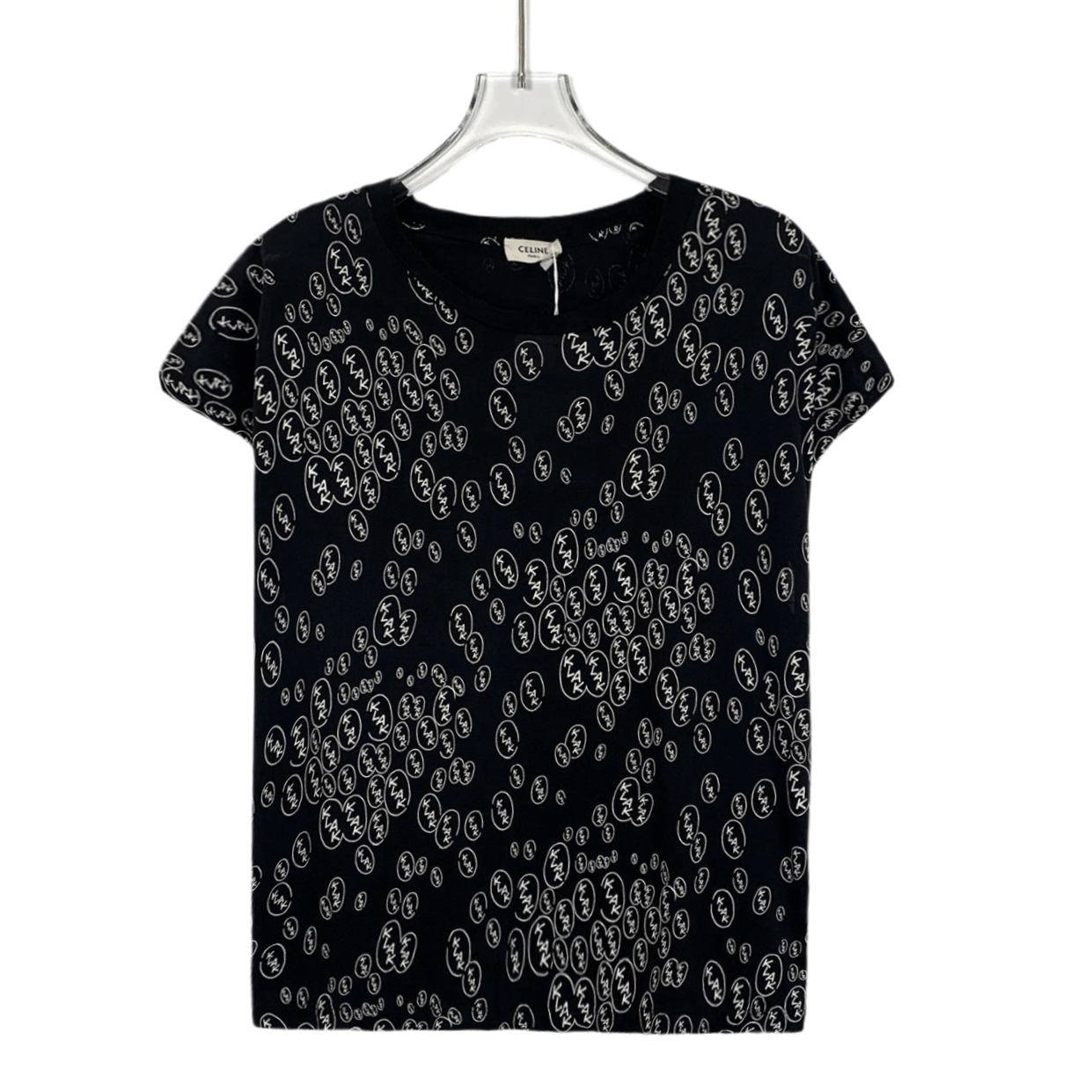 Celine Cotton Logo-Print T-Shirt in Black (Size M)