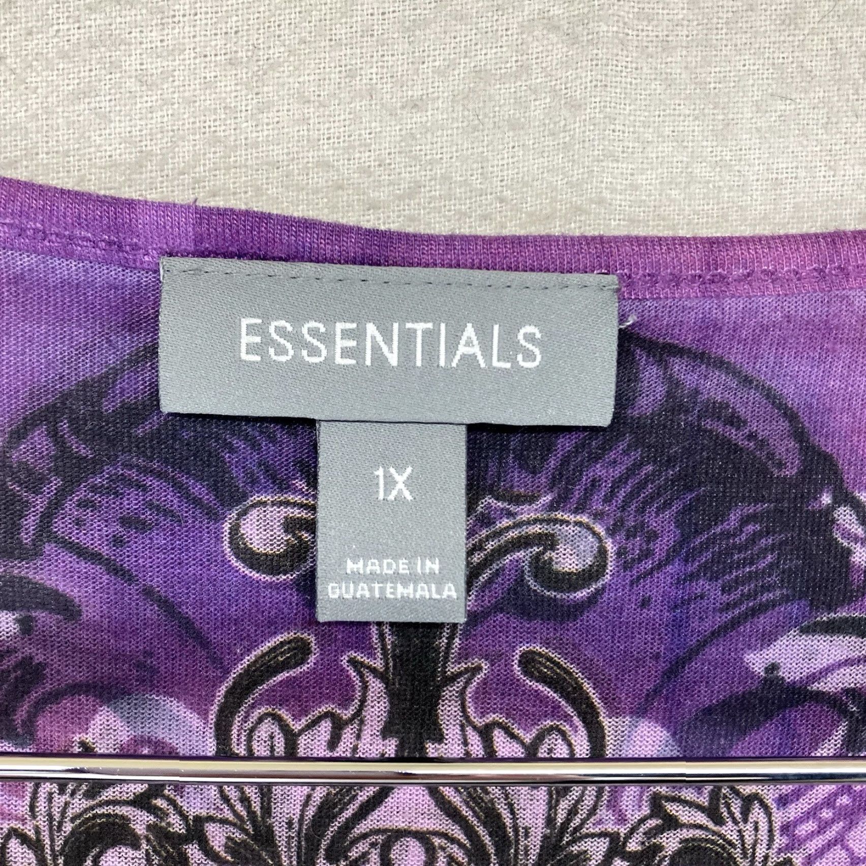 Essentials Women's 1X Blouse Tunic 3/4 Sleeve V-Neck Purple Geometric Sequin Bling Lightweight Stretch Polyester Essentials Shirt Womens Size XL / US 12-14 / IT 48-50 - 3 Thumbnail