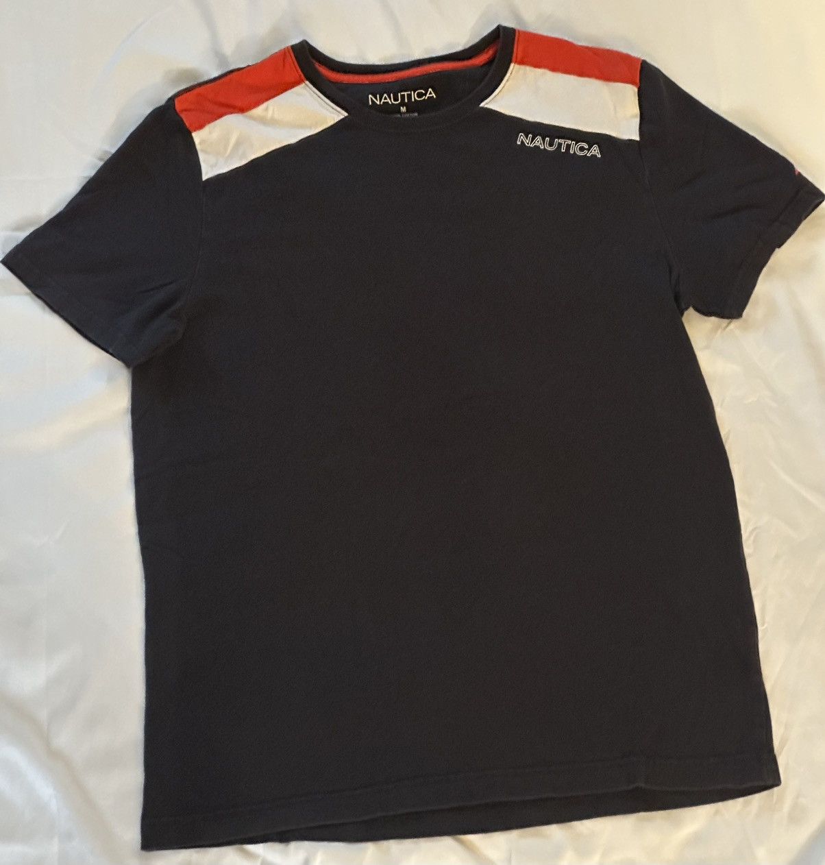 Nautica NAUTICA Dark Blue Shirt W/ Red/White Shoulder Accents Sz.M Size US M / EU 48-50 / 2 - 1 Thumbnail