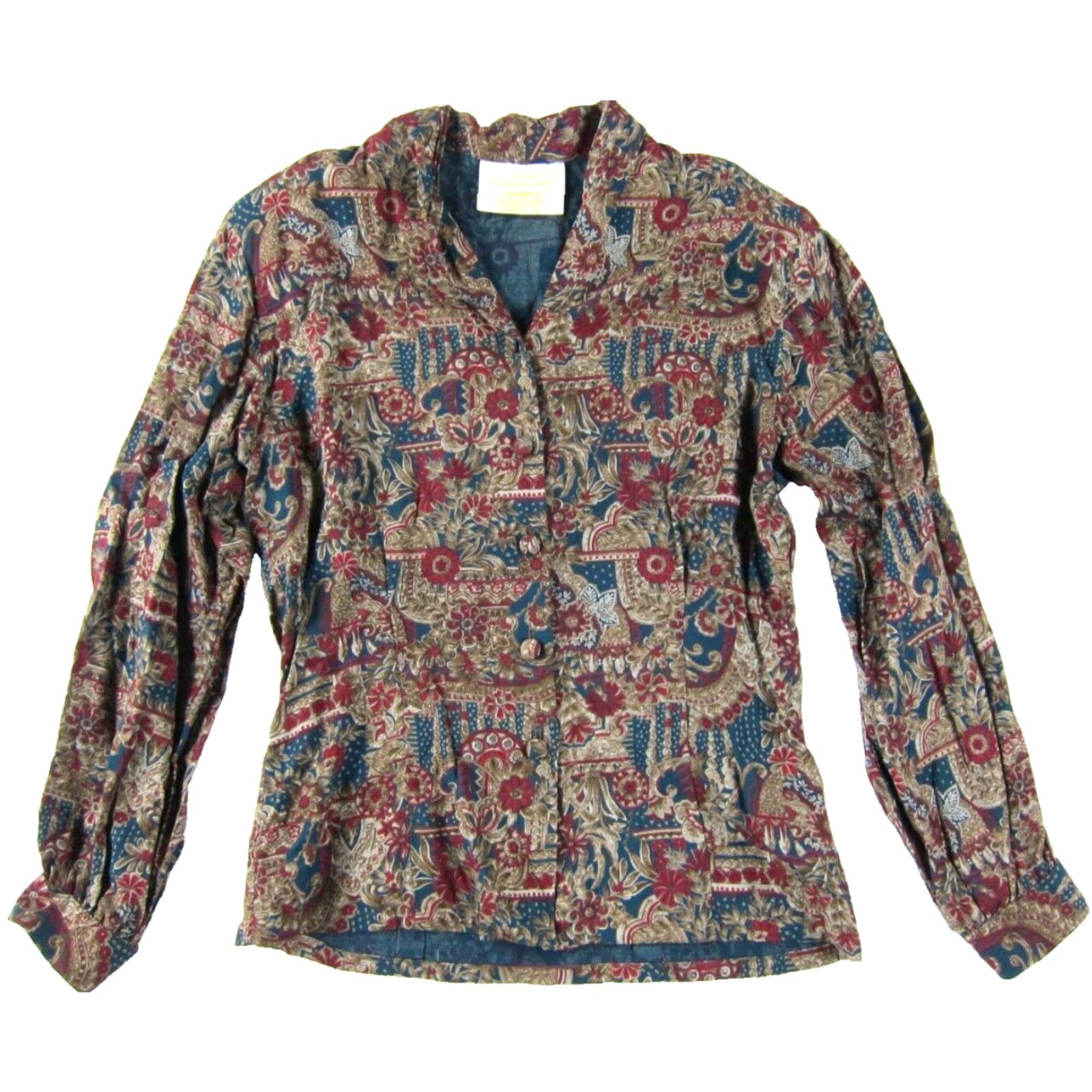 Pendleton VTG Pendleton Blouse Shirt Green 6/M Floral Long Sleeve V-Neck Buttoned Casual Womens Vintage Size M / US 6-8 / IT 42-44 - 2 Thumbnail