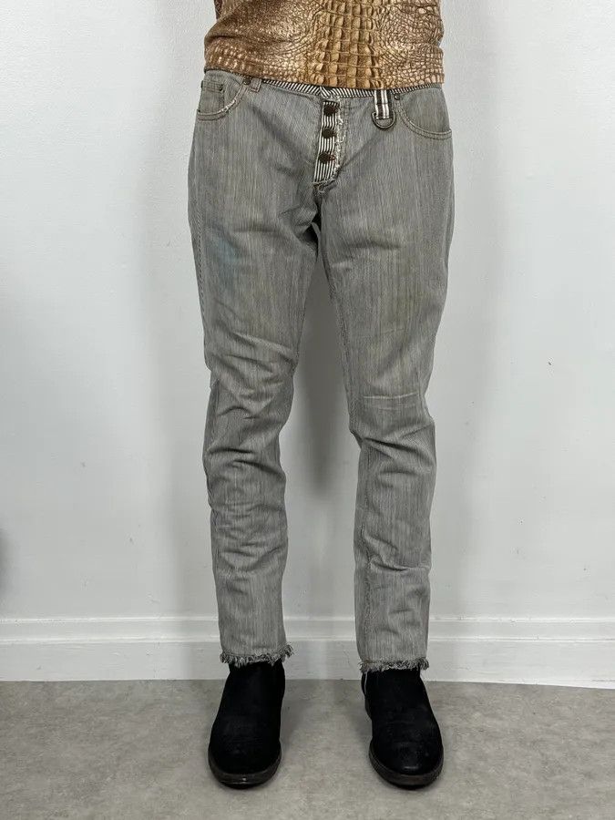 Roberto Cavalli FW2002 Roberto Cavalli Stripes White & Blue Pants Size US 30 / EU 46 - 2 Thumbnail