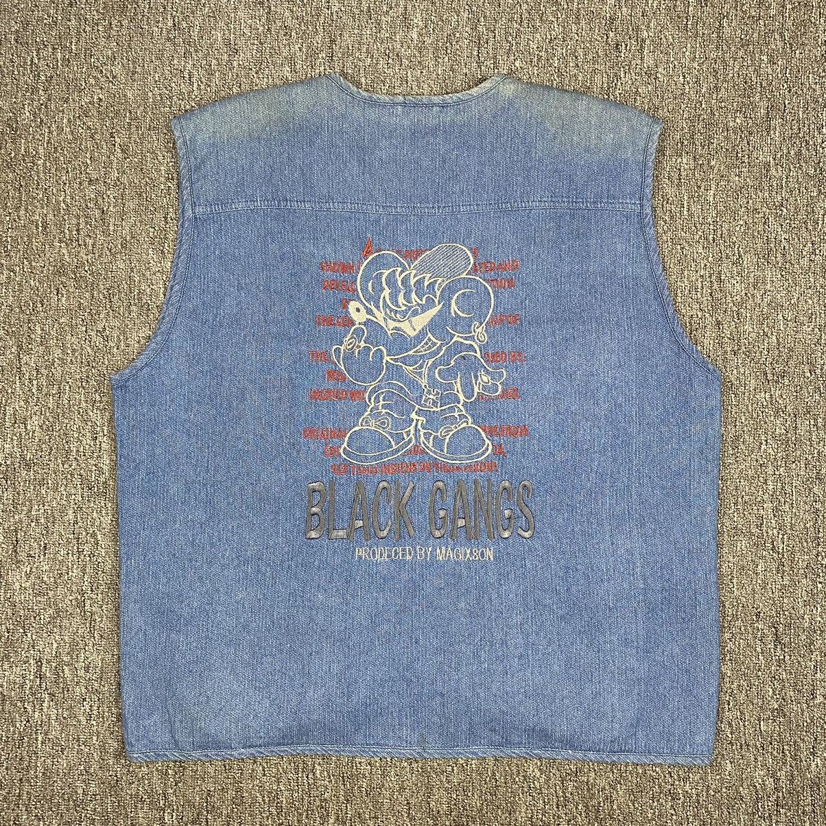 Japanese Brand Embroidered Denim Outdoor Vest Size US XL / EU 56 / 4 - 6 Thumbnail