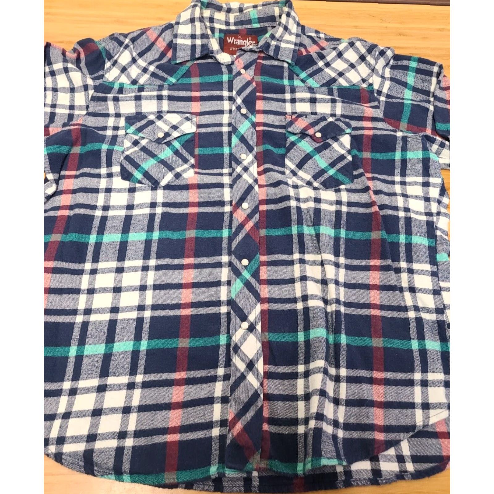 Wrangler VINTAGE Wrangler Flannel Shirt Mens XL Blue Plaid Pearl Snap 90s Cowboy Western Shirt Mens XL Blue Plaid Pearl Snap 90s Western Size US XL / EU 56 / 4 - 3 Thumbnail