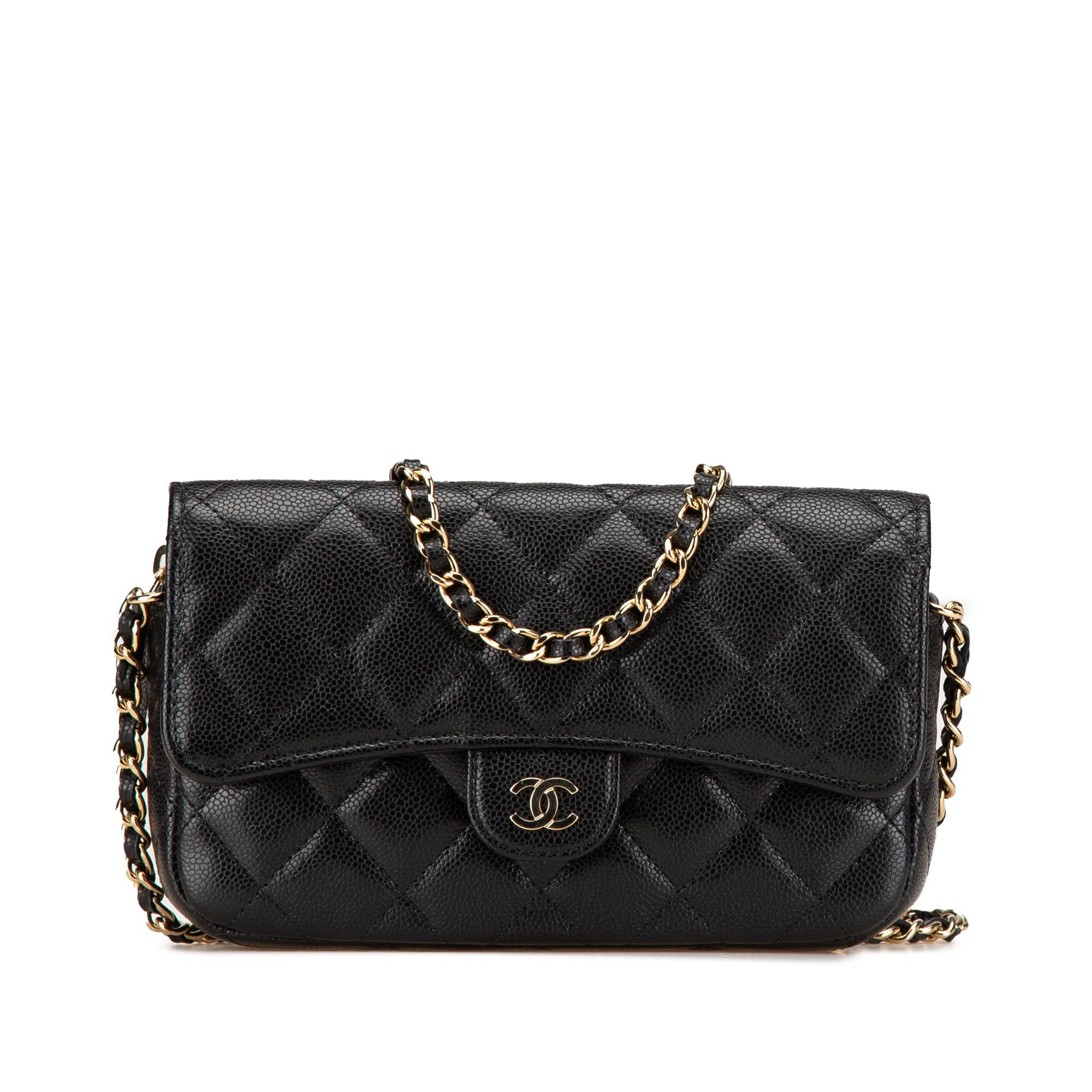 Chanel Chanel Caviar Quilted Phone Holder Wallet on Chain Black Size ONE SIZE - 1 Thumbnail