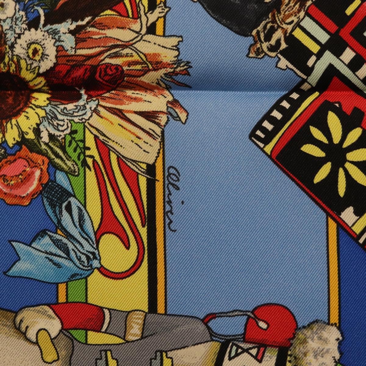 Hermes HERMES Carre 90 Scarf Silk Blue Red "KACHINAS" Auth ki6872M Size ONE SIZE - 12 Thumbnail