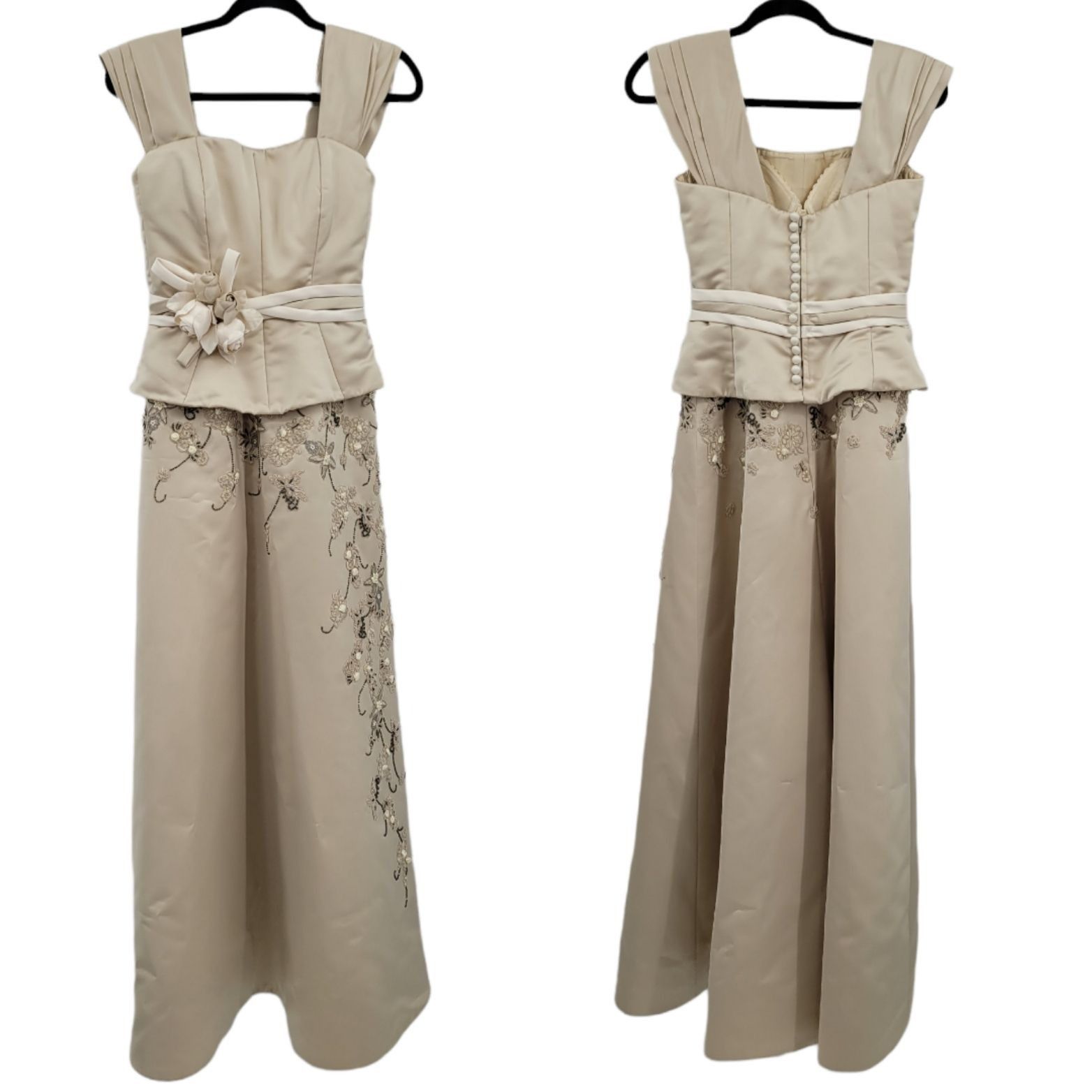 Vintage Vtg San Carlin Dress Formal Gown Sz 6 Champaign 3D Floral Be Size M / US 6-8 / IT 42-44 - 3 Thumbnail