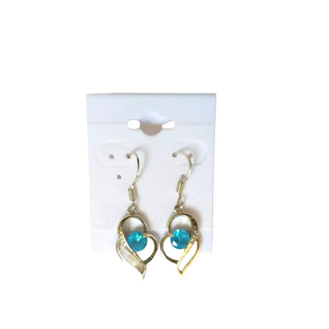 The Unbranded Brand Blue Clear CZ Heart Dangle Earrings Sterling Silver Size ONE SIZE - 2 Thumbnail